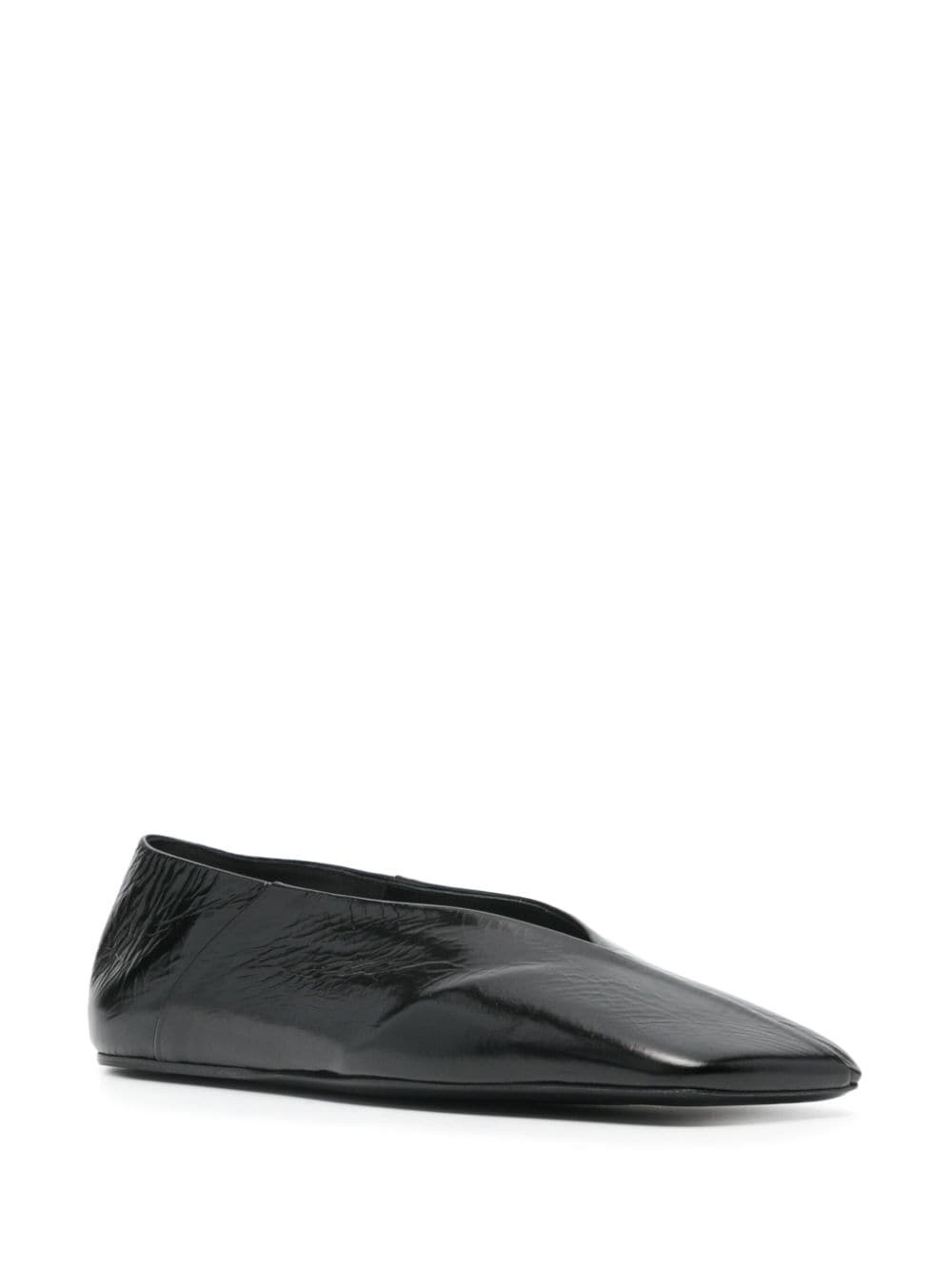 square-toe leather ballerina shoes - 2