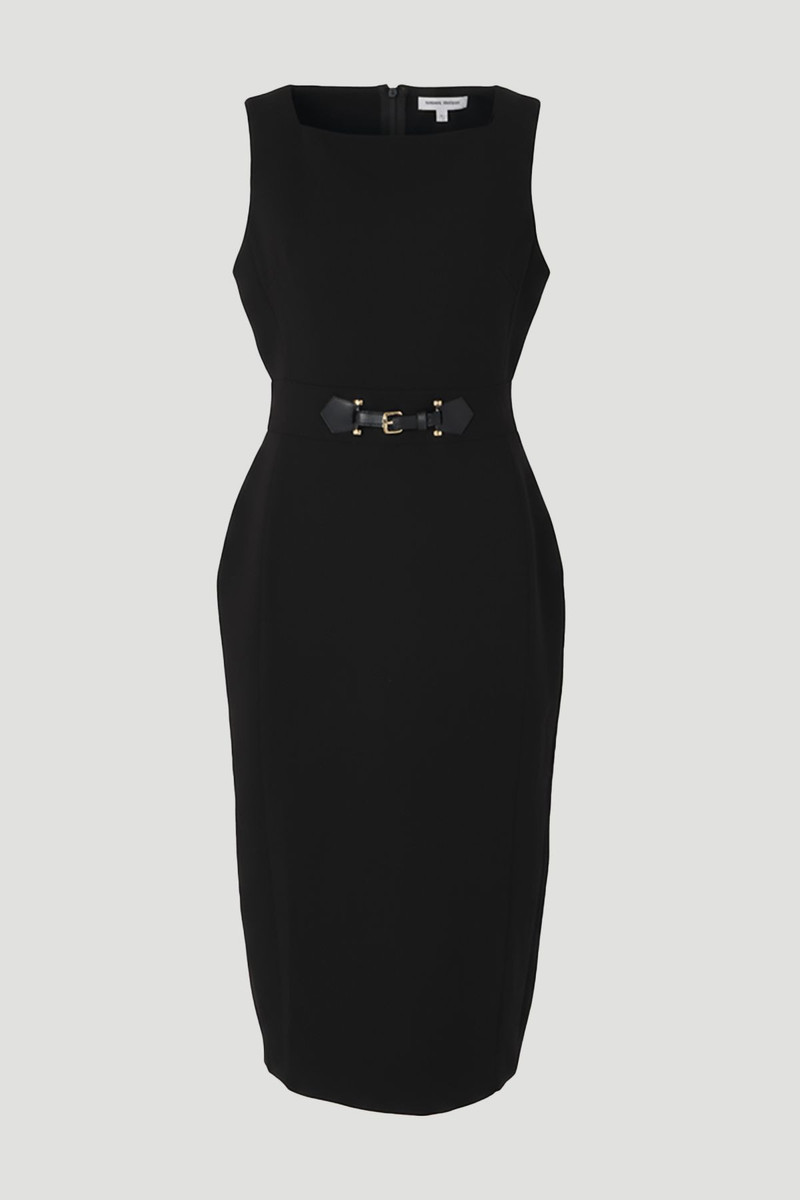 Plus Size Compact Essential Tab Waist Pencil Midi Dress 1