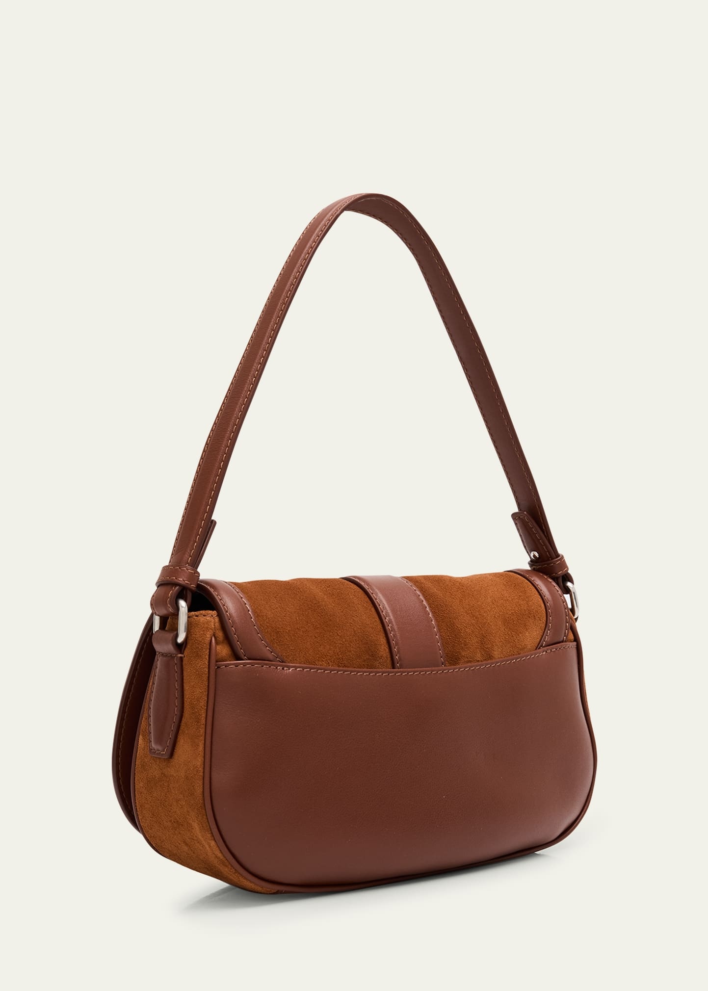 T-Bar Saddle Suede & Leather Crossbody Bag - 3
