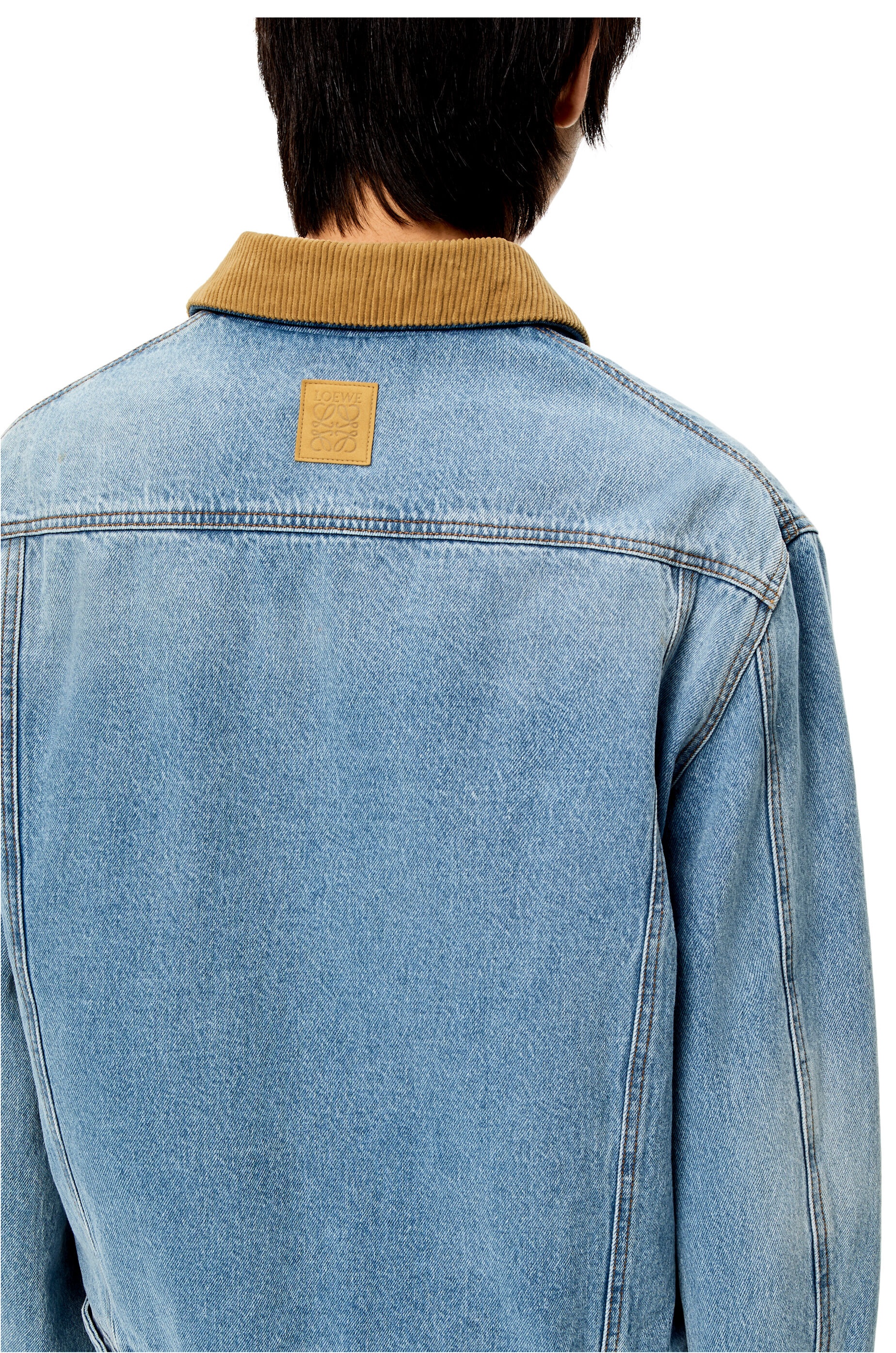Check lined denim jacket in cotton - 5