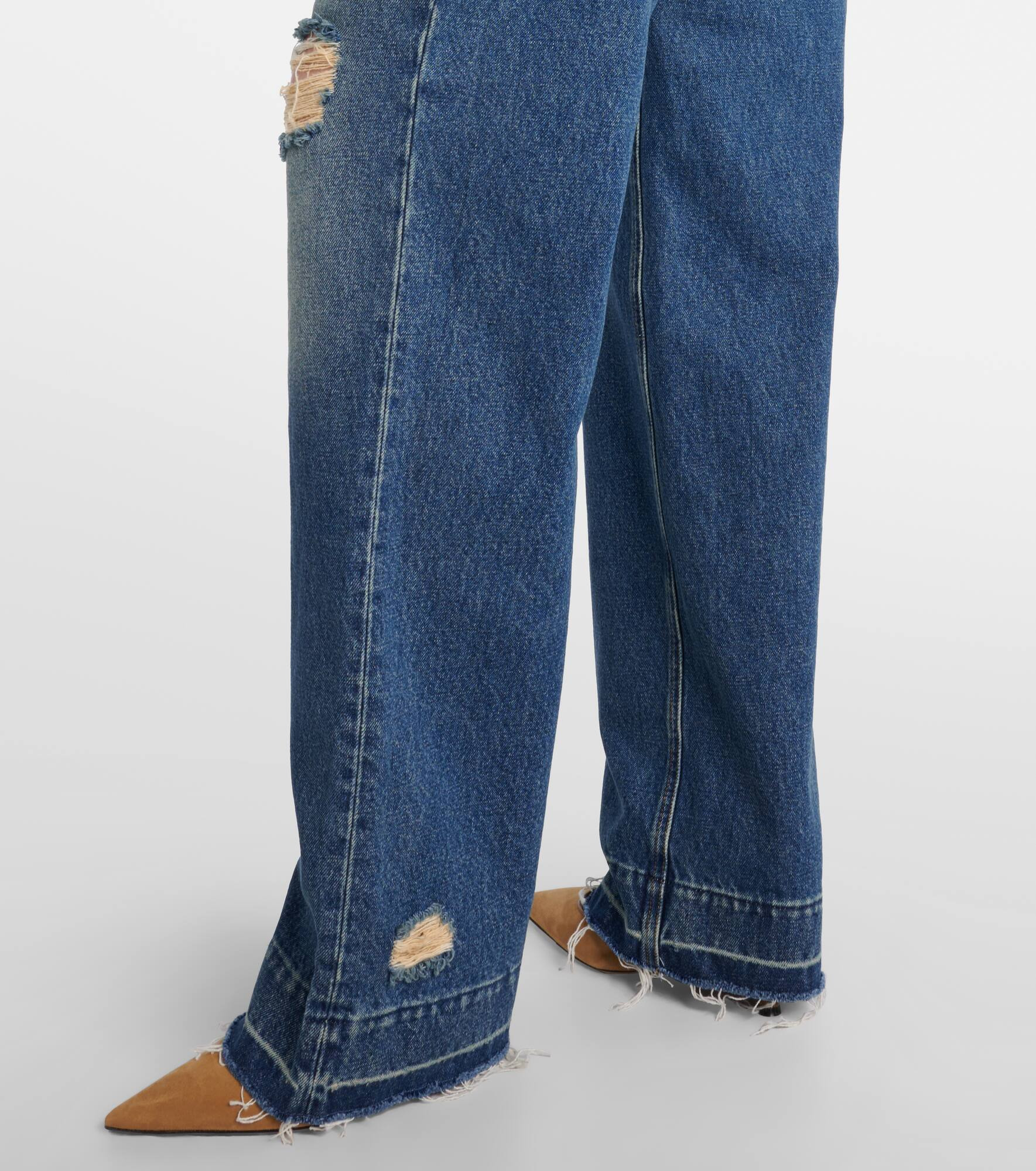 Distressed straight jeans - 5