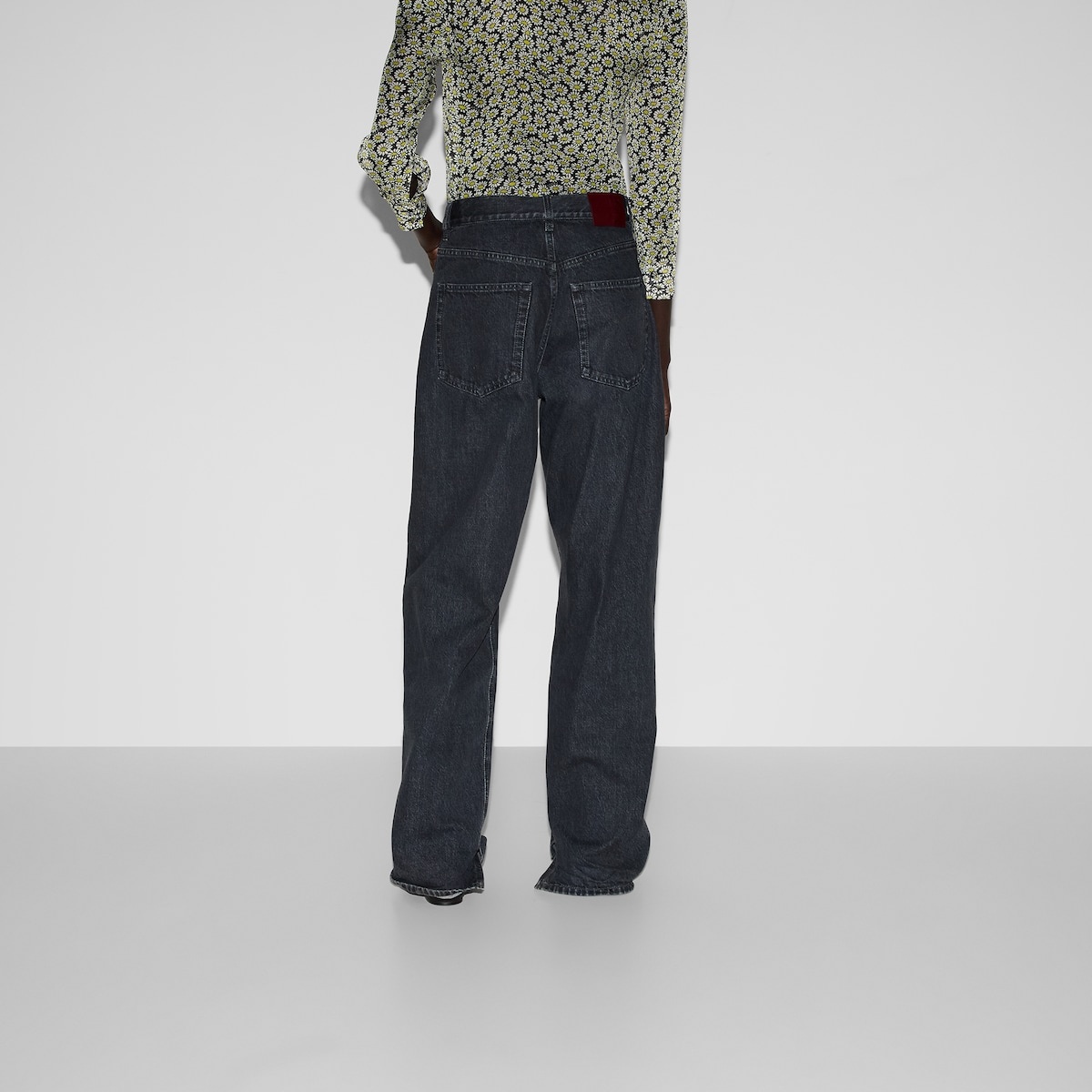 Denim pant with Gucci label - 4