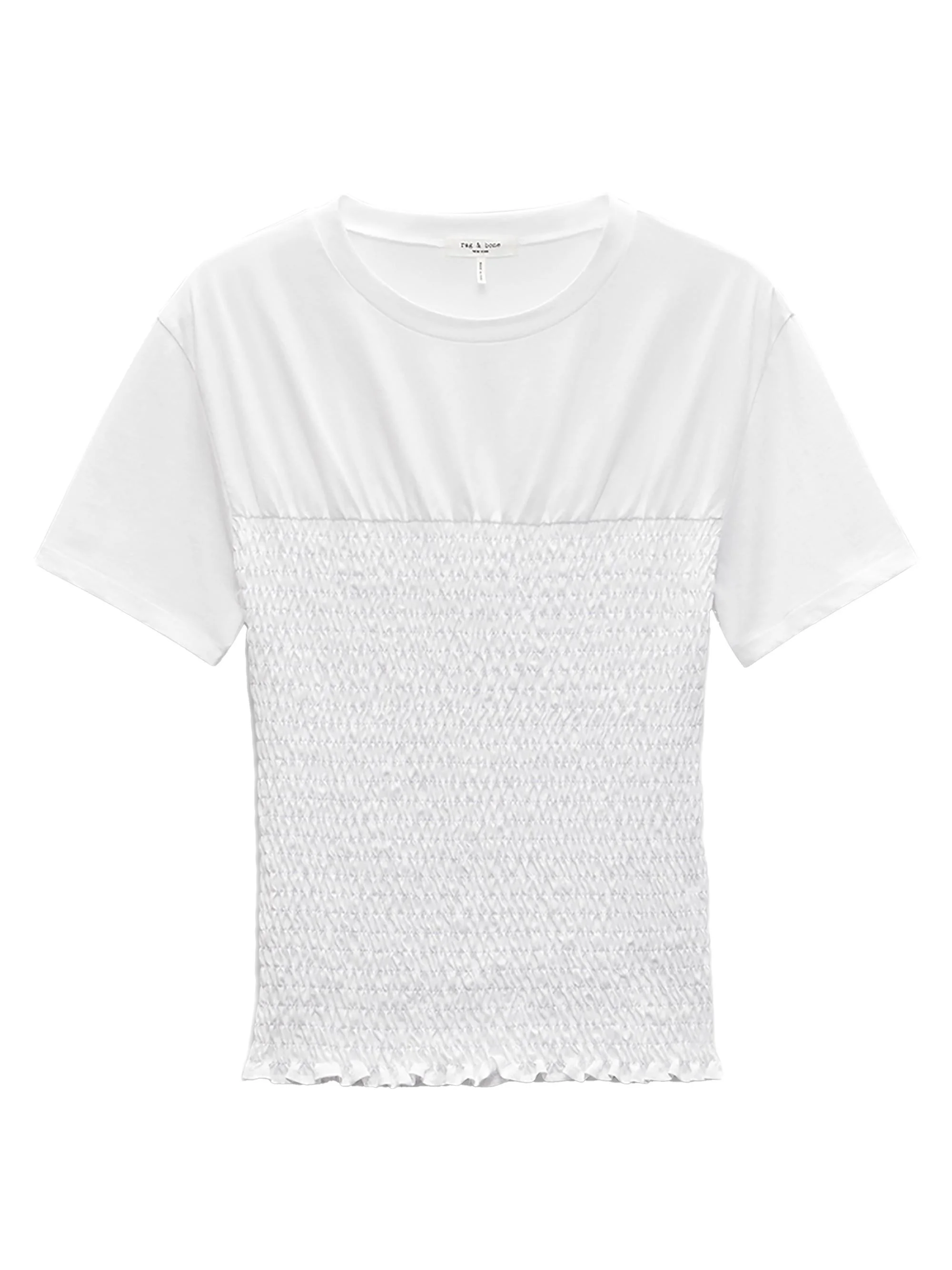 Women's Smocked Short-Sleeve T-Shirt - White - 1