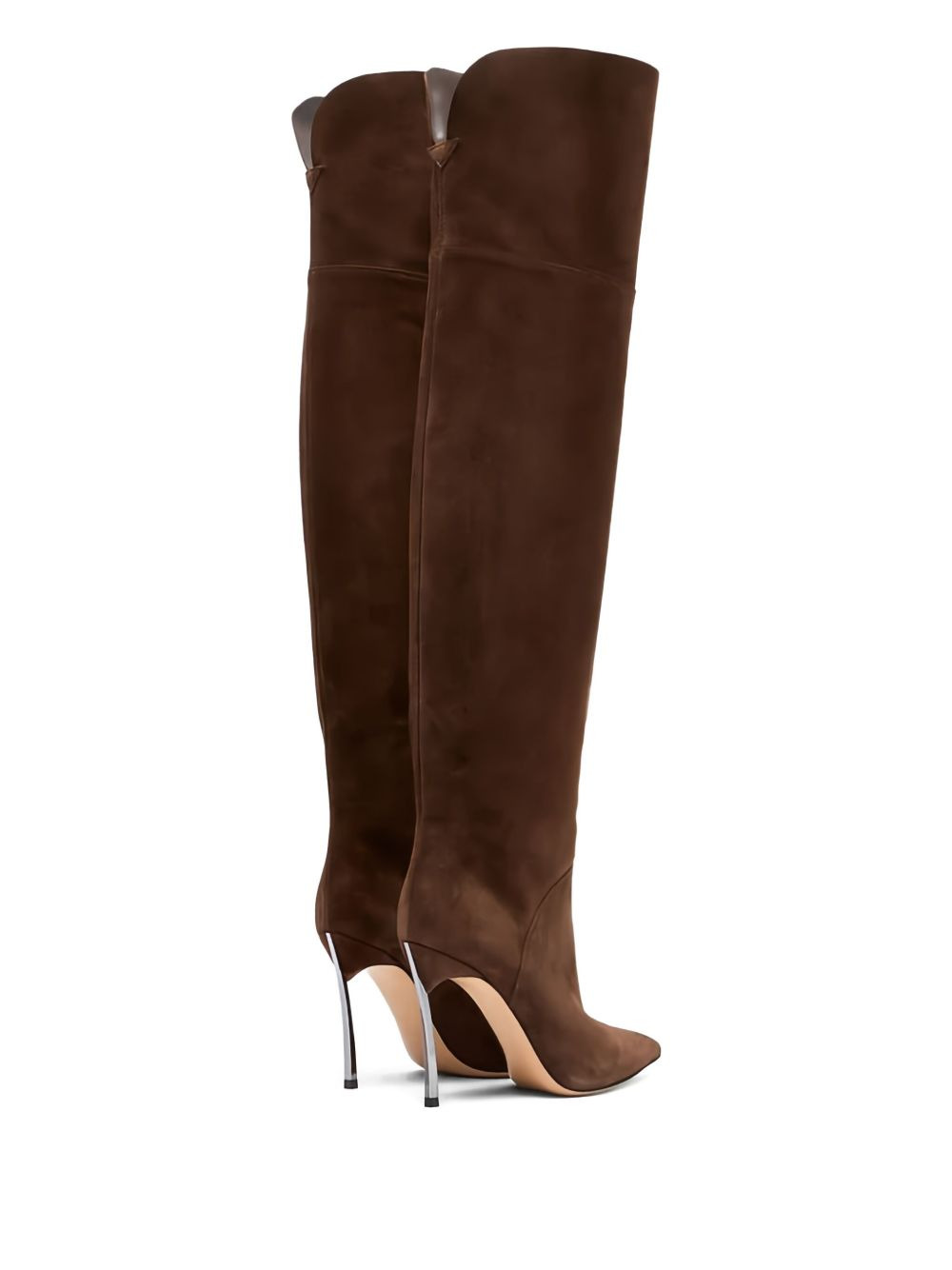100MM metallic-heel suede over-the-knee boots - 3