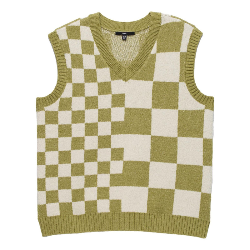 (WMNS) Vans Courtyard Checker Sweater Vest 'Green White' VN000F6WBD4 - 1