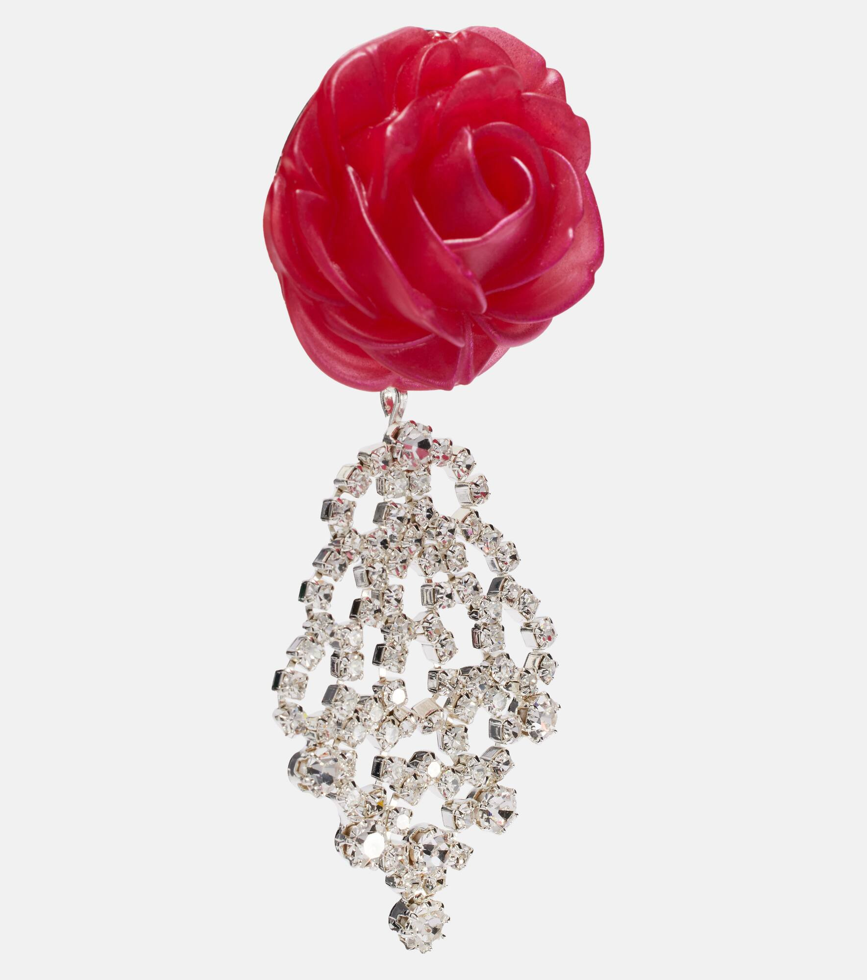 Crystal-embellished floral drop earrings - 2