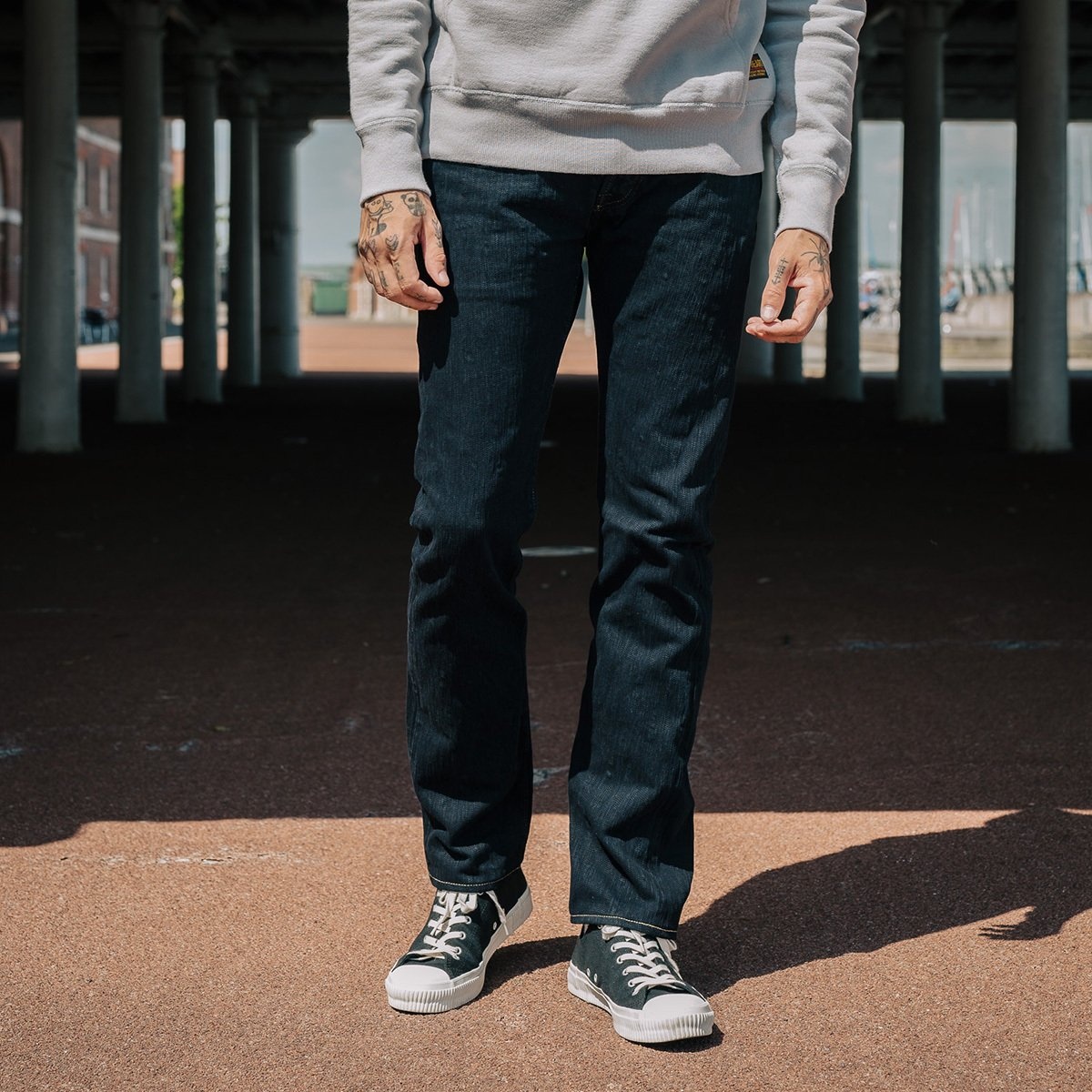 IH-777S-SLBod 16oz Slubby Selvedge Denim Slim Tapered Cut Jeans - Indigo Overdyed Black - 4