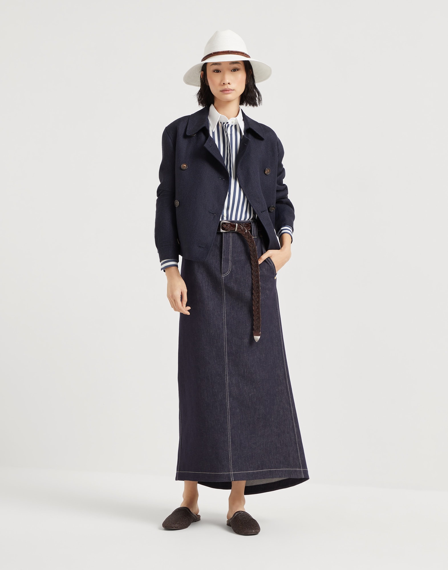 Striped cotton and silk poplin shirt with logo - 5
