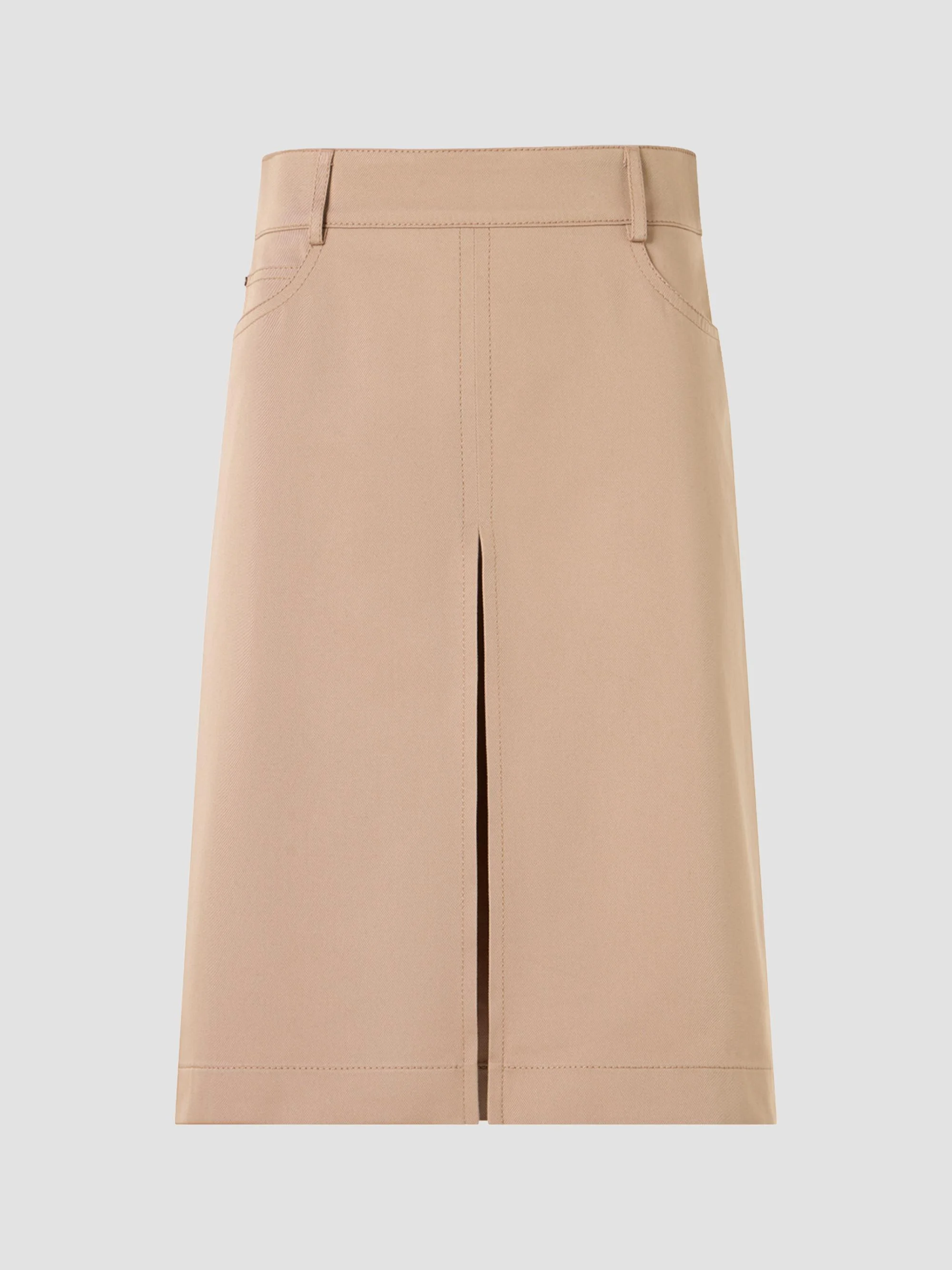 Women's Cotton Gabardine A-Line Mini Skirt - Beige - 1