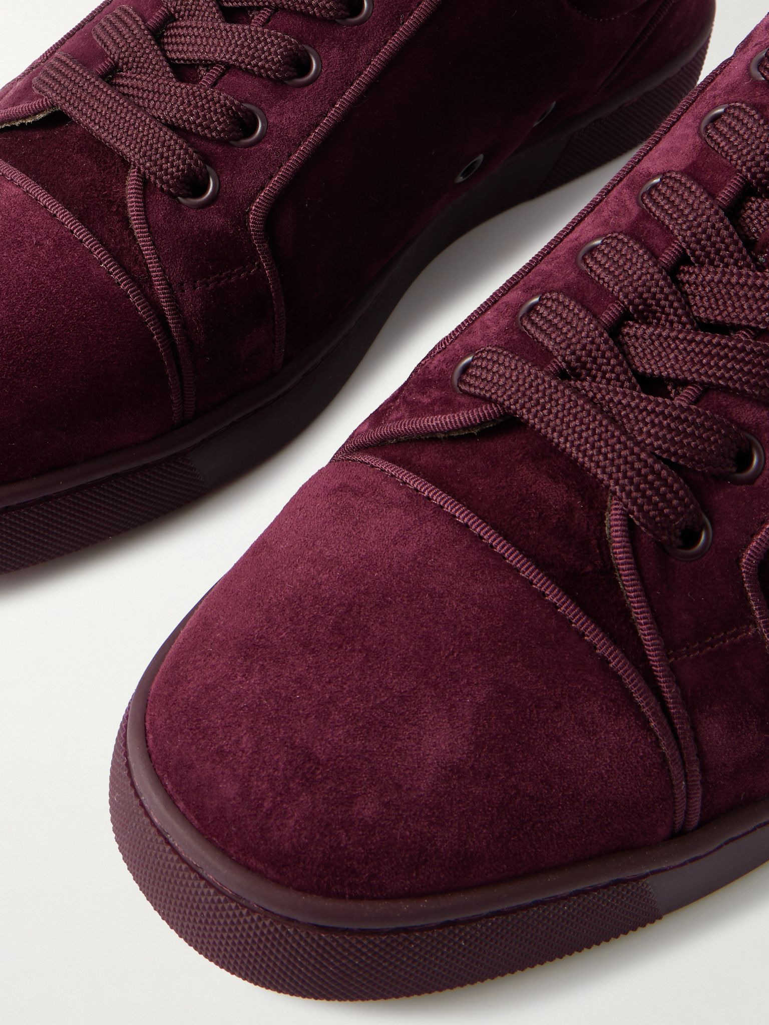 Louis Junior Grosgrain-Trimmed Suede Sneakers Burgundy - 5
