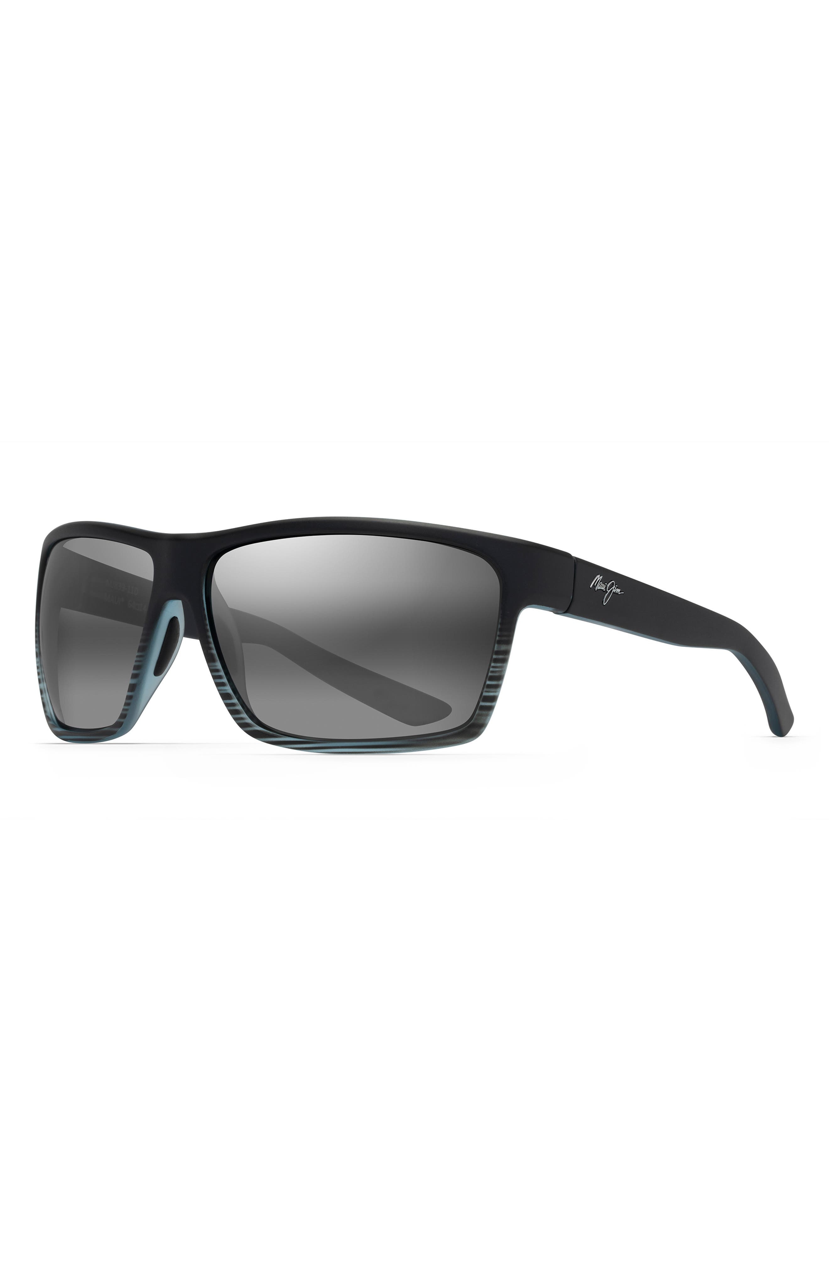 Maui Jim Alenuihaha 64mm Polarized Sport Sunglasses in Grey Black Stripe Neutral at Nordstrom - 2