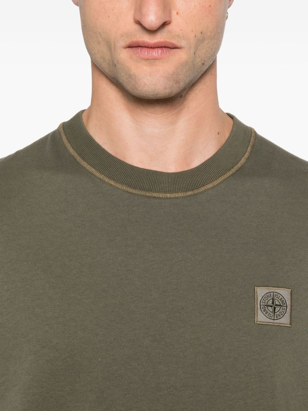Compass-patch cotton T-shirt - 4
