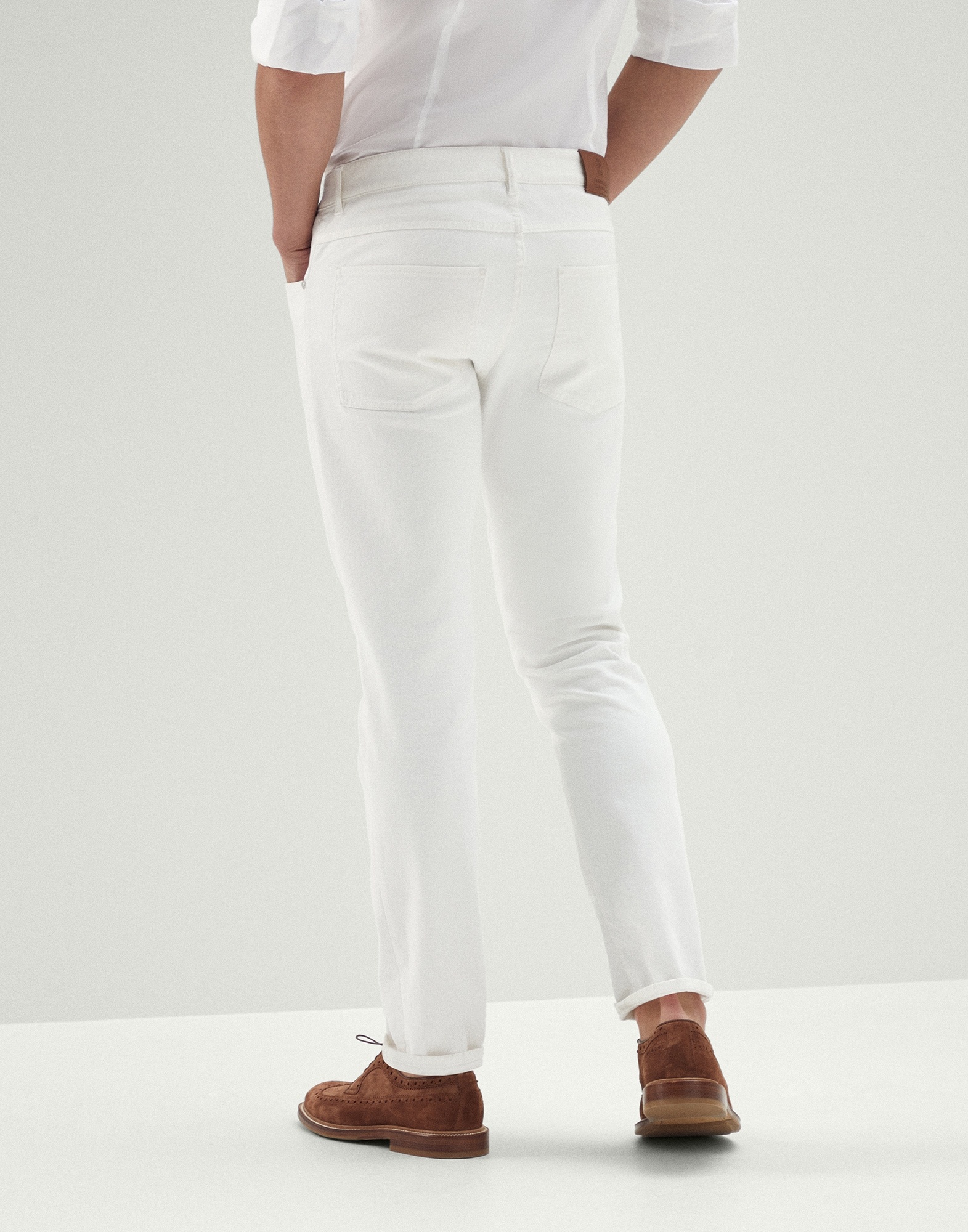 Lightweight dyed denim slim fit five-pocket trousers - 2