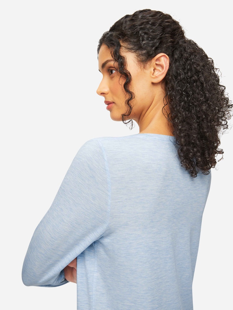 Women's Long Sleeve T-Shirt Ethan Micro Modal Stretch Blue Heather - 7