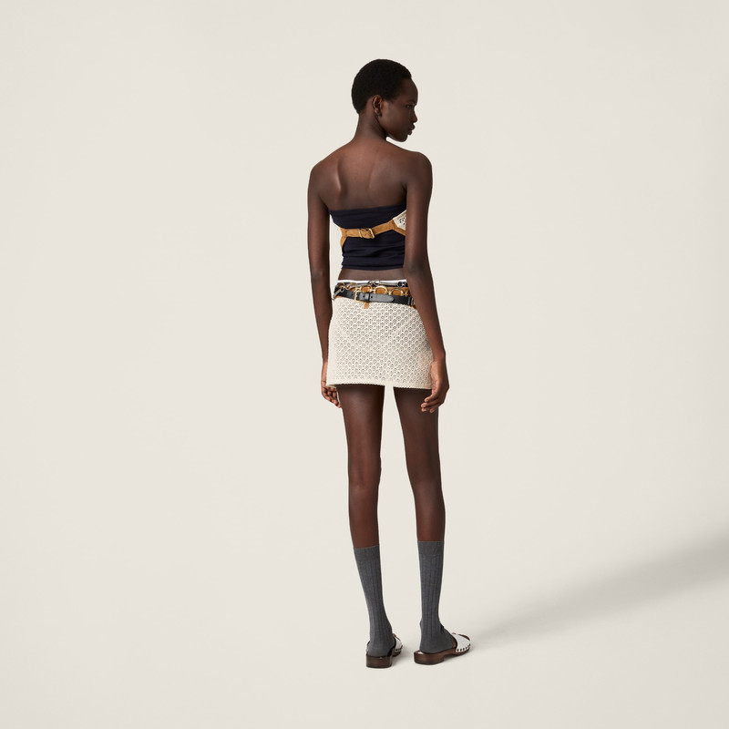 Cotton and suede miniskirt 3
