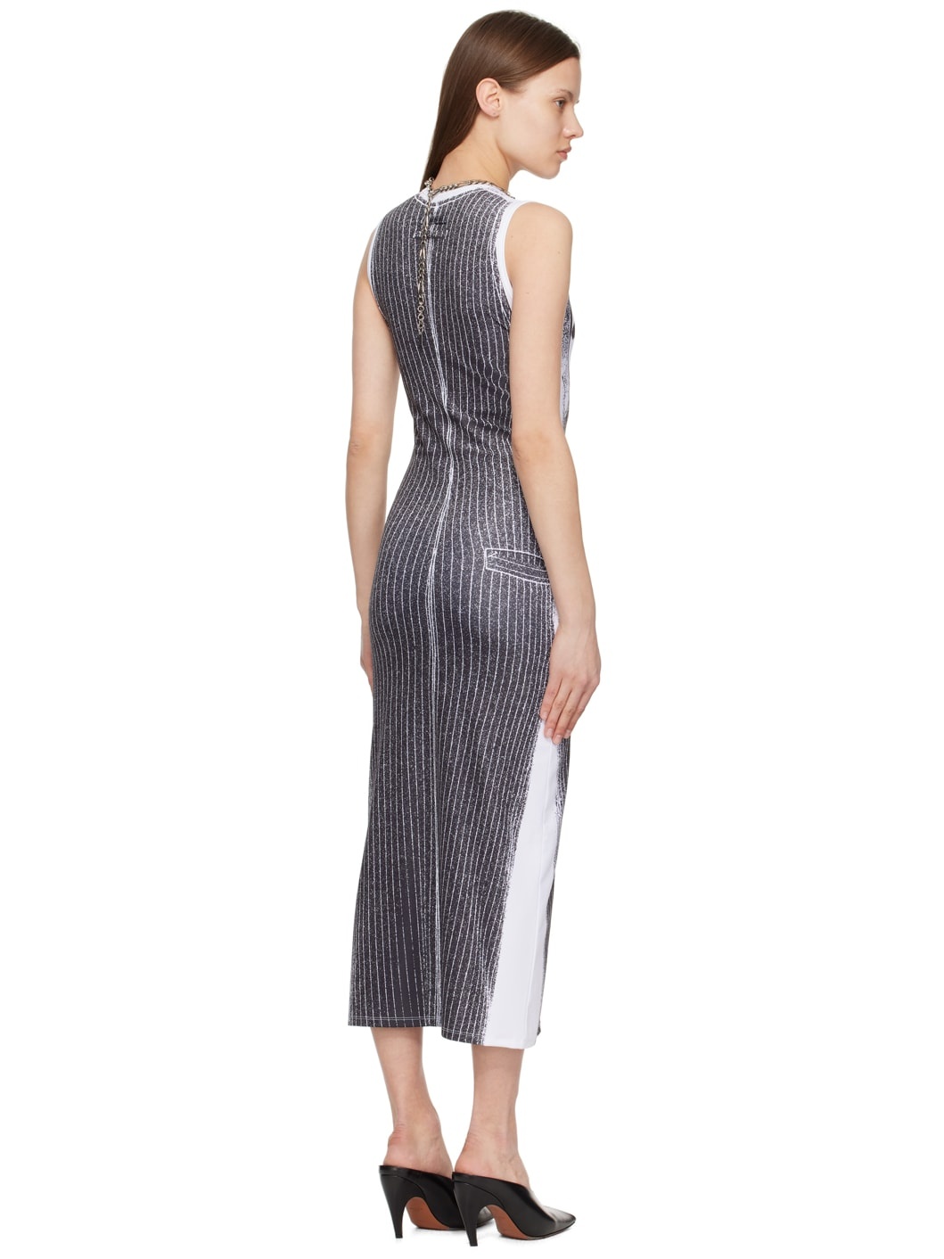 White & Black 'Trompe L'oeil' Maxi Dress - 3