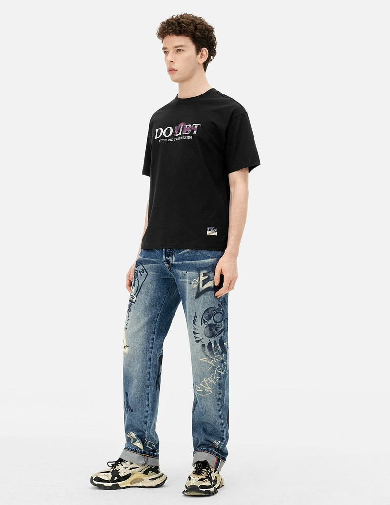 Brushstroke Seagull and Slogan Relax Fit T-shirt 3