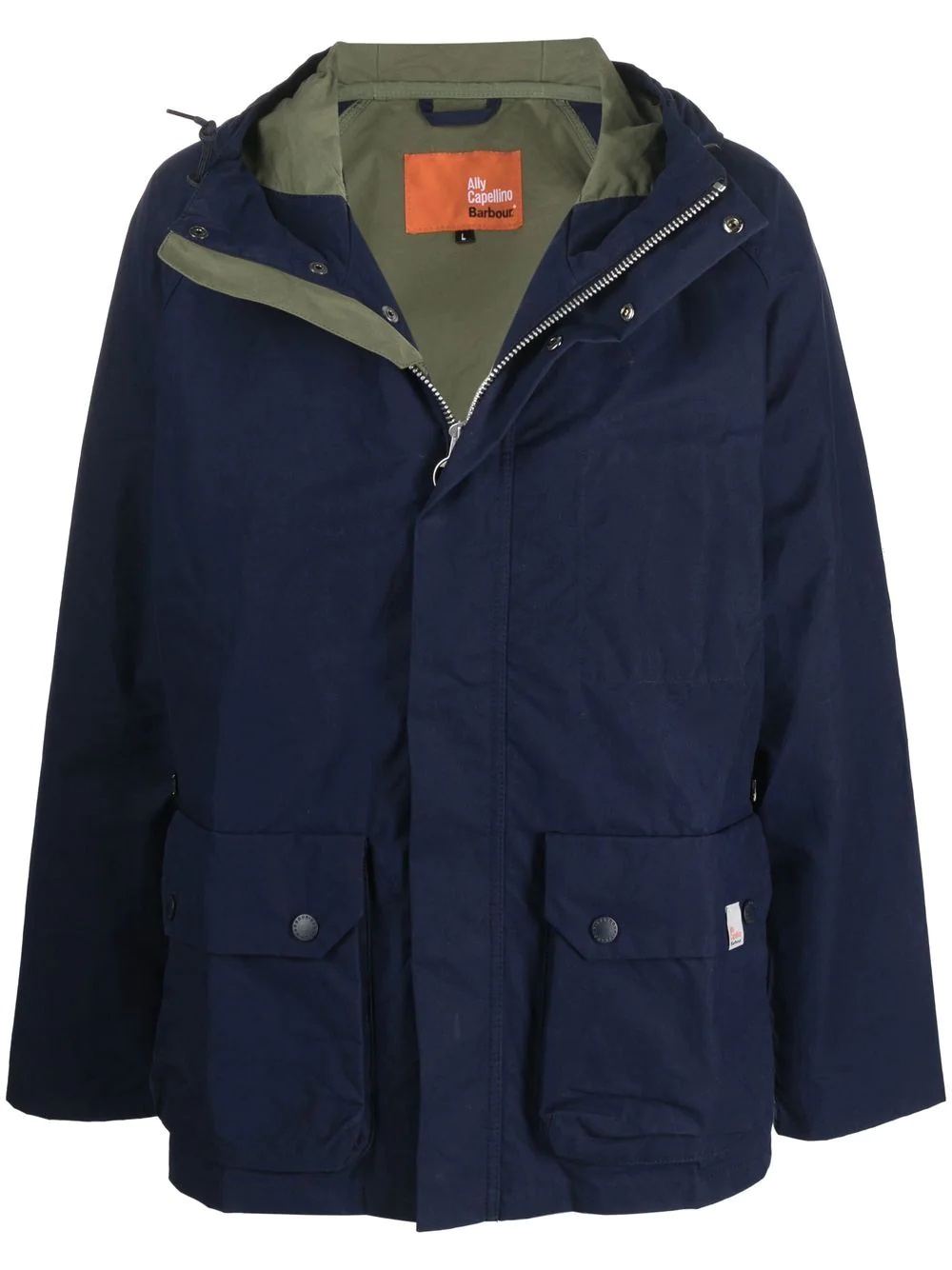 flap-pockets cotton hooded jacket - 1