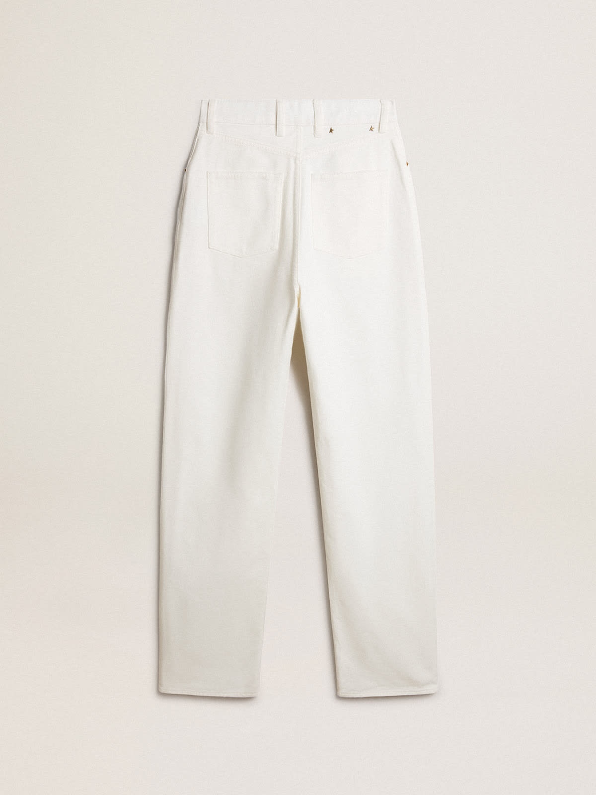 Women's optical white-colored cotton denim pants - 2