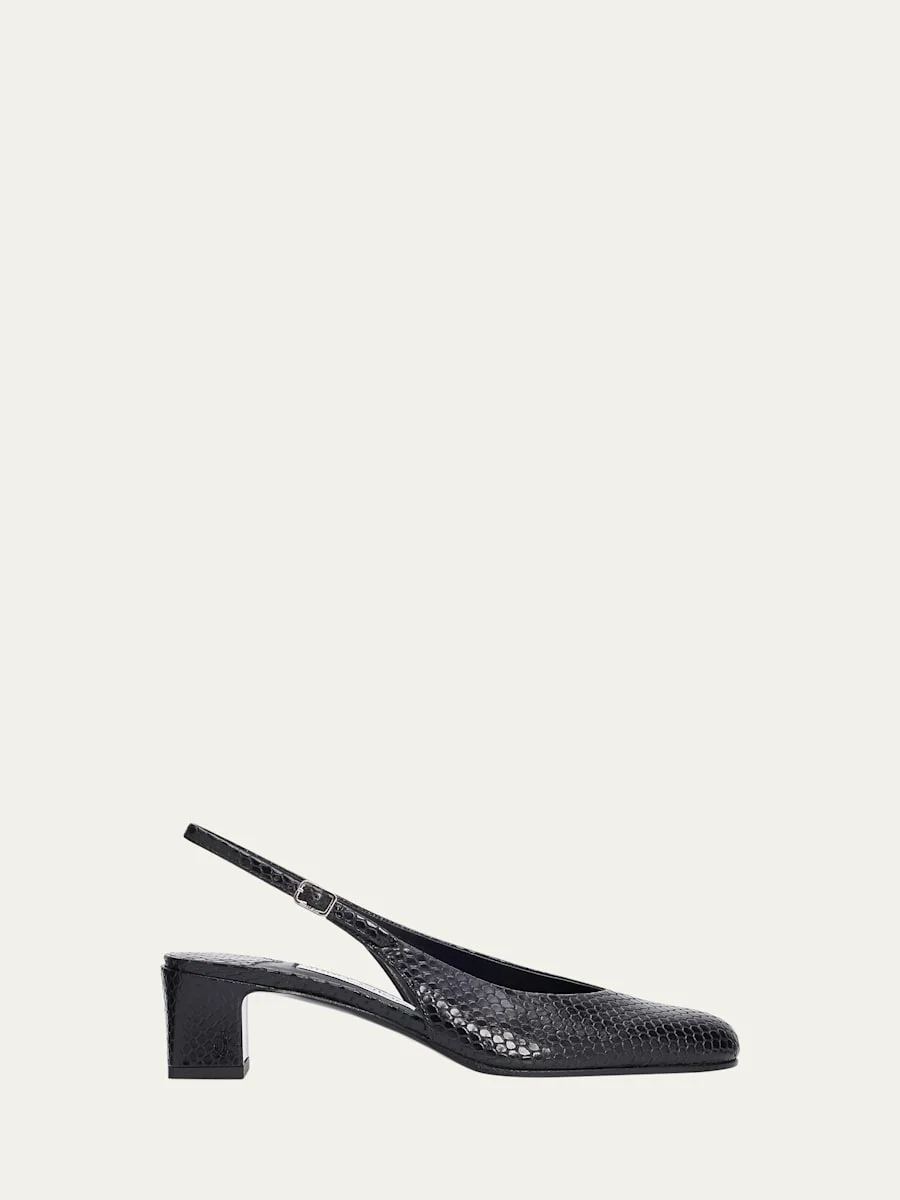 45mm Eyla Embossed Leather Slingback Pumps - 1