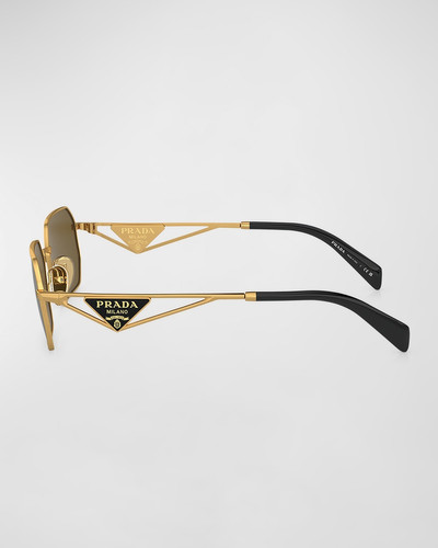 Prada Men's Triangle Logo Metal Rectangle Sunglasses outlook
