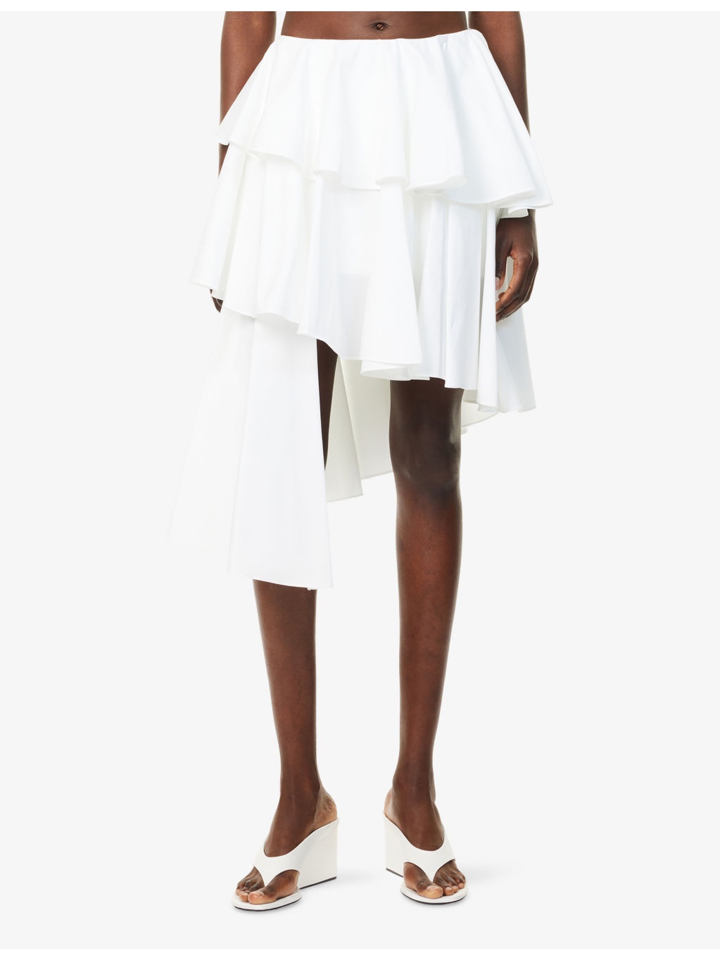 Spiral Ruffled Cotton-Poplin Midi Skirt - 3