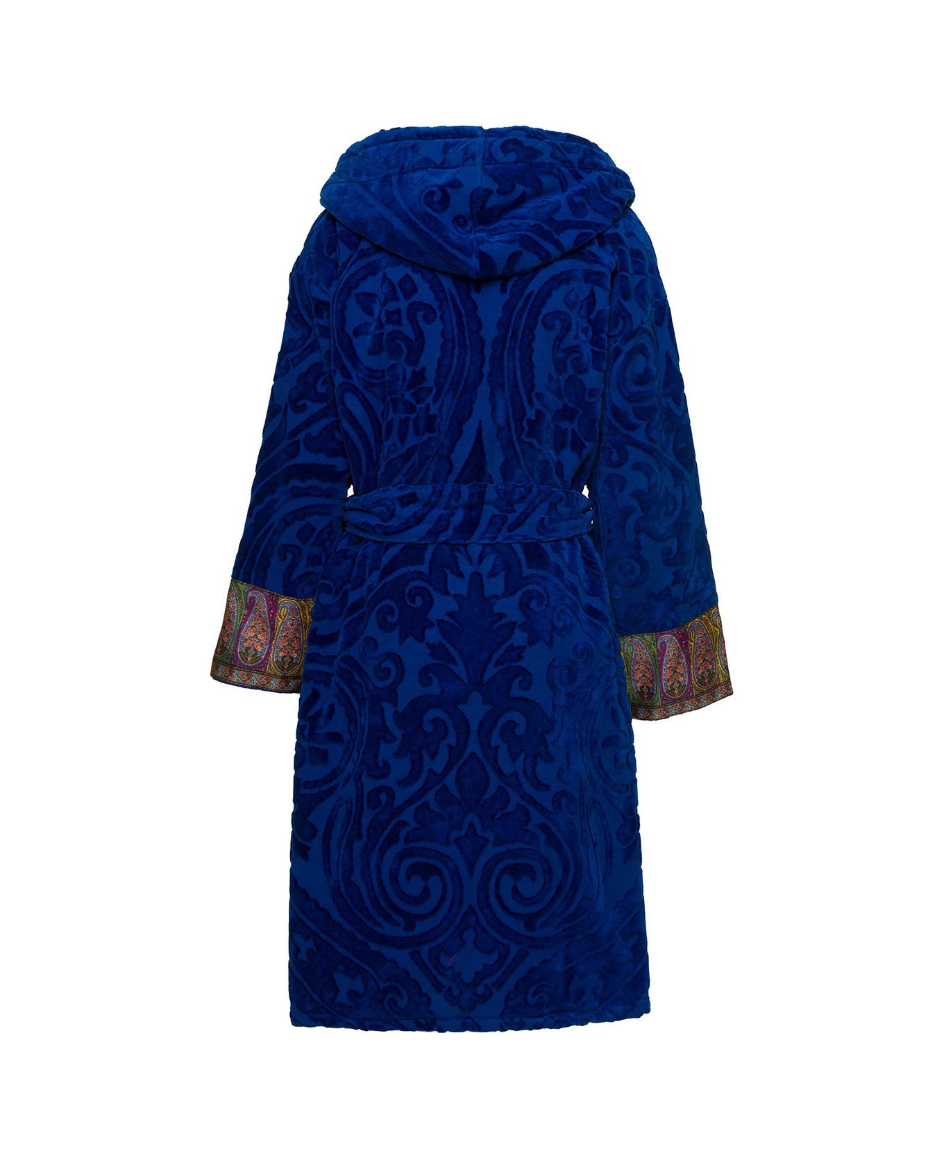 'new Tradition' Blue Hooded Bath Robe With Ornamental Print Etro Home - 1