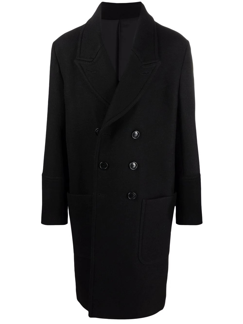 double-breasted virgin wool coat - 1