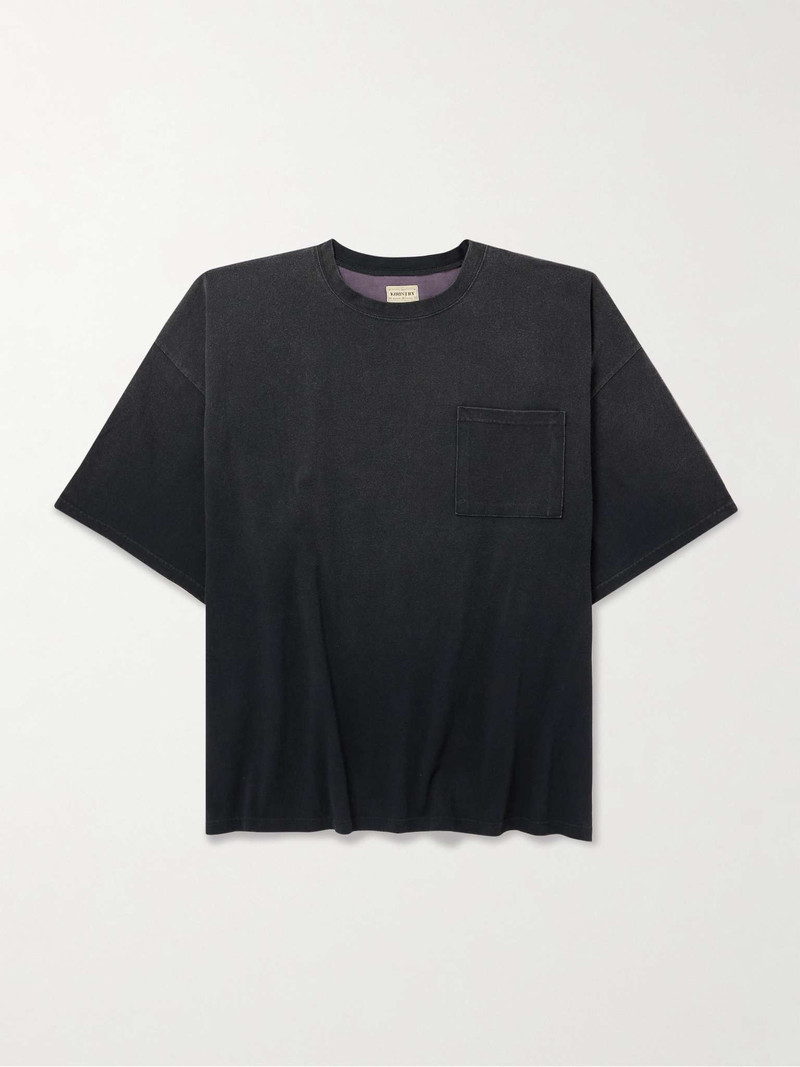 Distressed Printed Two-Tone Cotton-Jersey T-Shirt 1