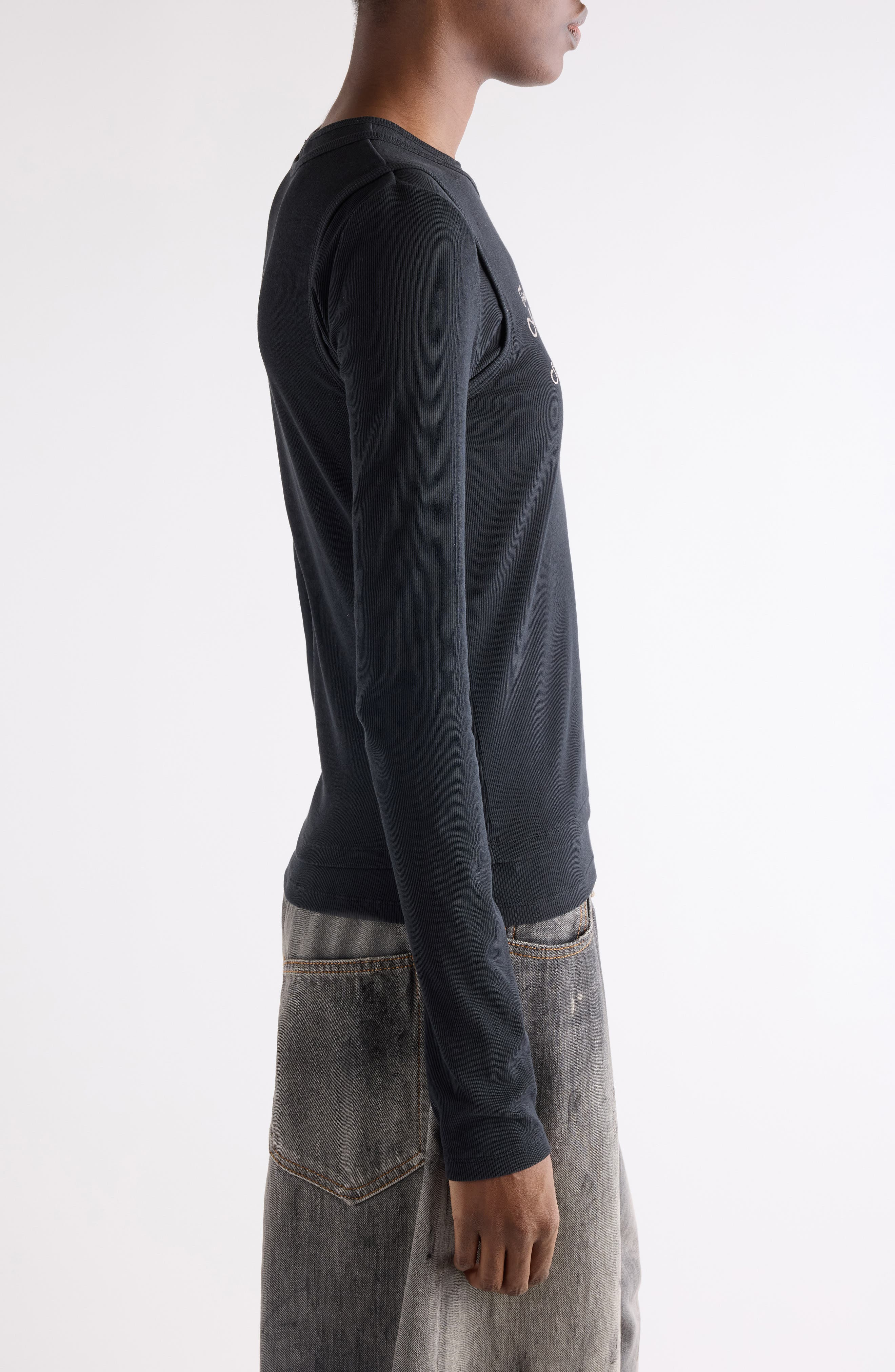 Acne Studios Elga Fairy Tale Layered Rib Top in Black at Nordstrom - 3