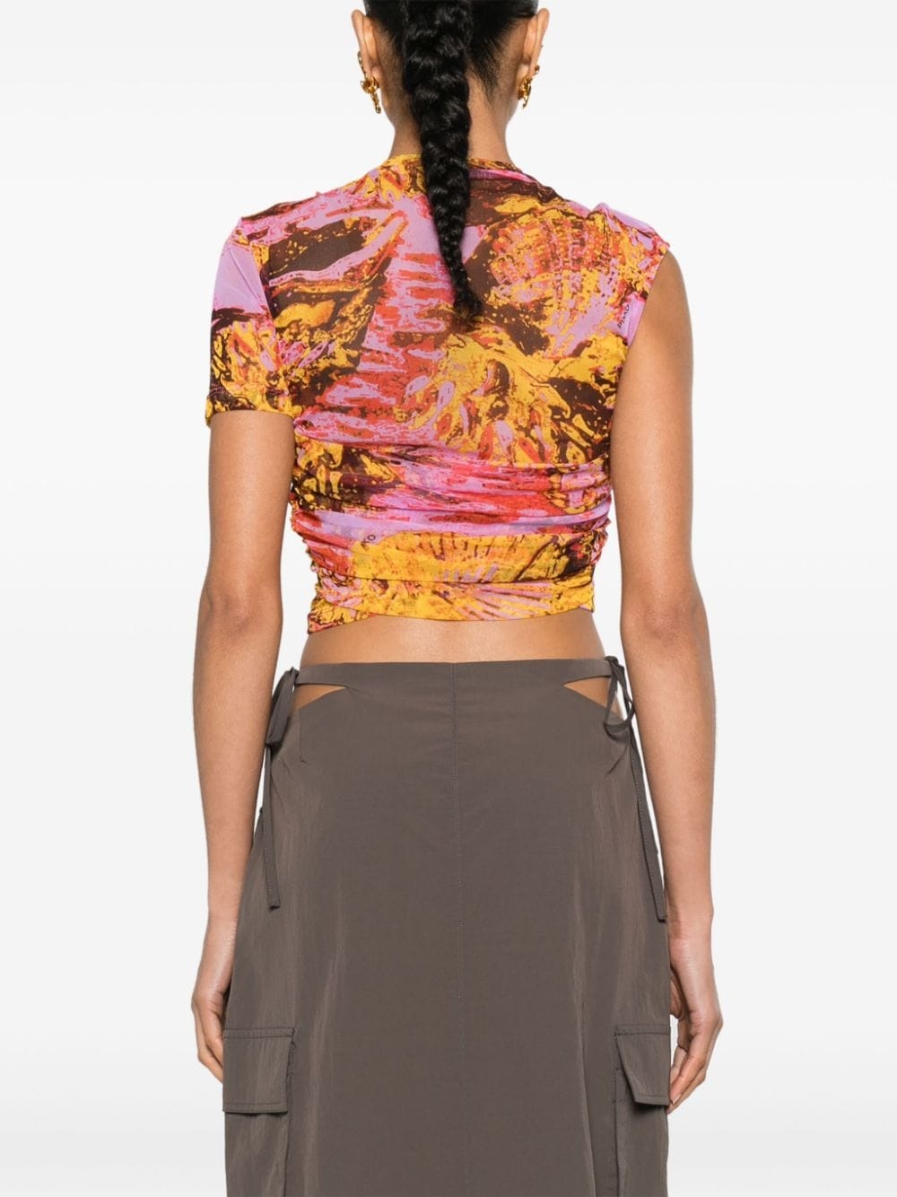 abstract-print asymmetric blouse - 4