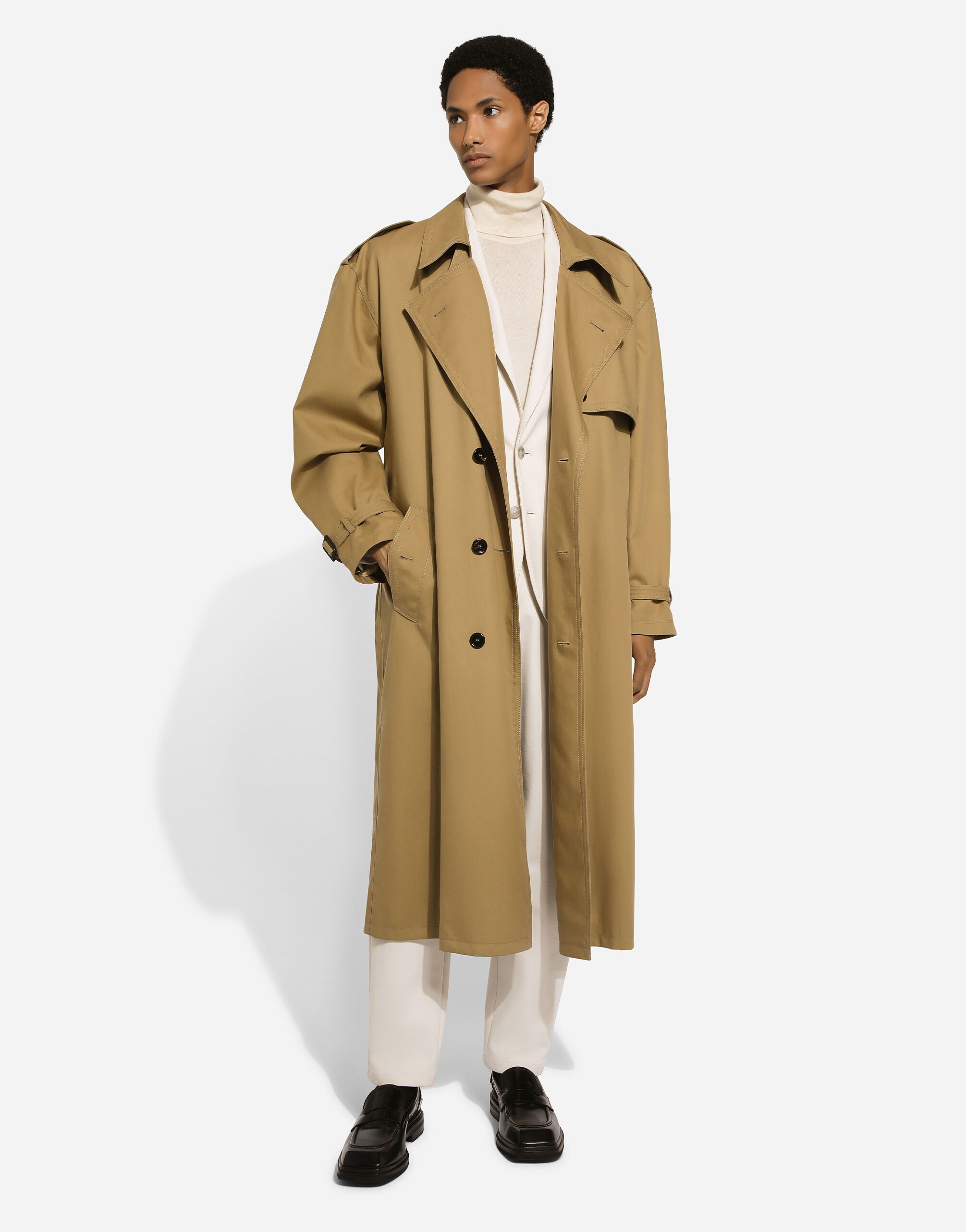 Double-breasted cotton trench coat - 5