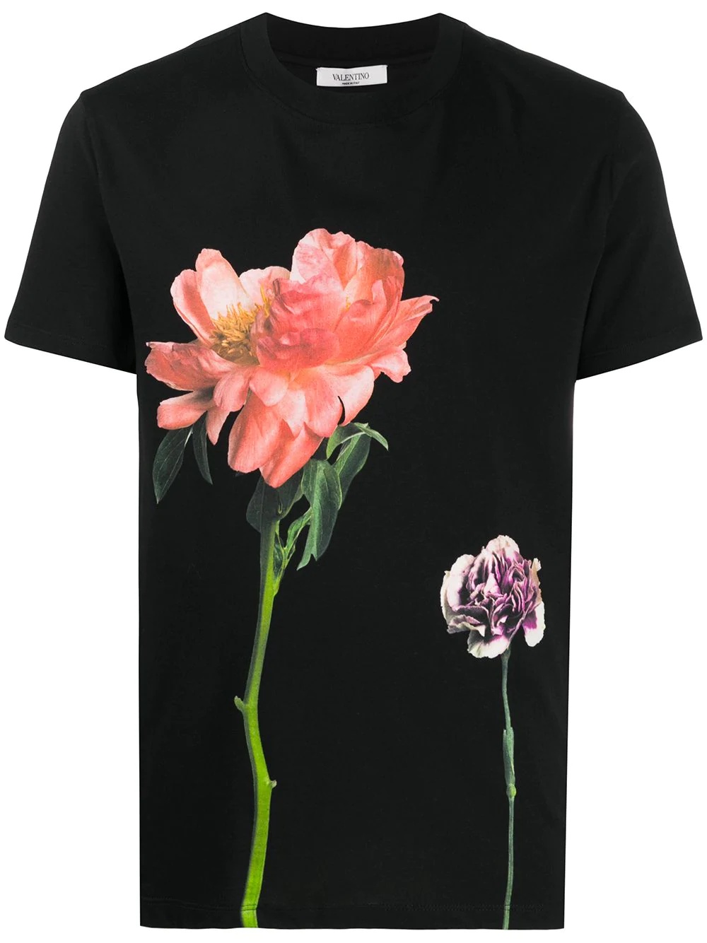 floral-print crew-neck T-shirt - 1