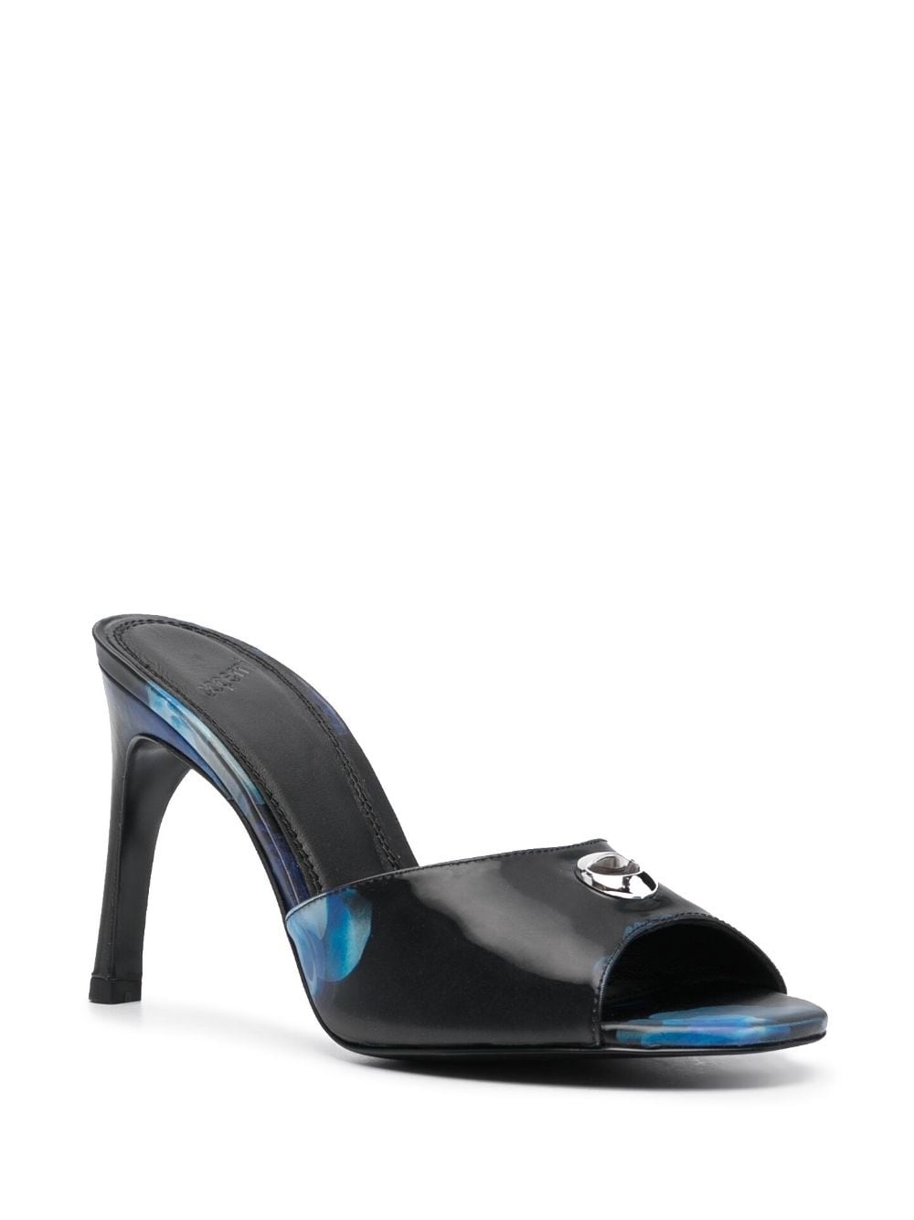 logo-plaque holographic-print mules - 2