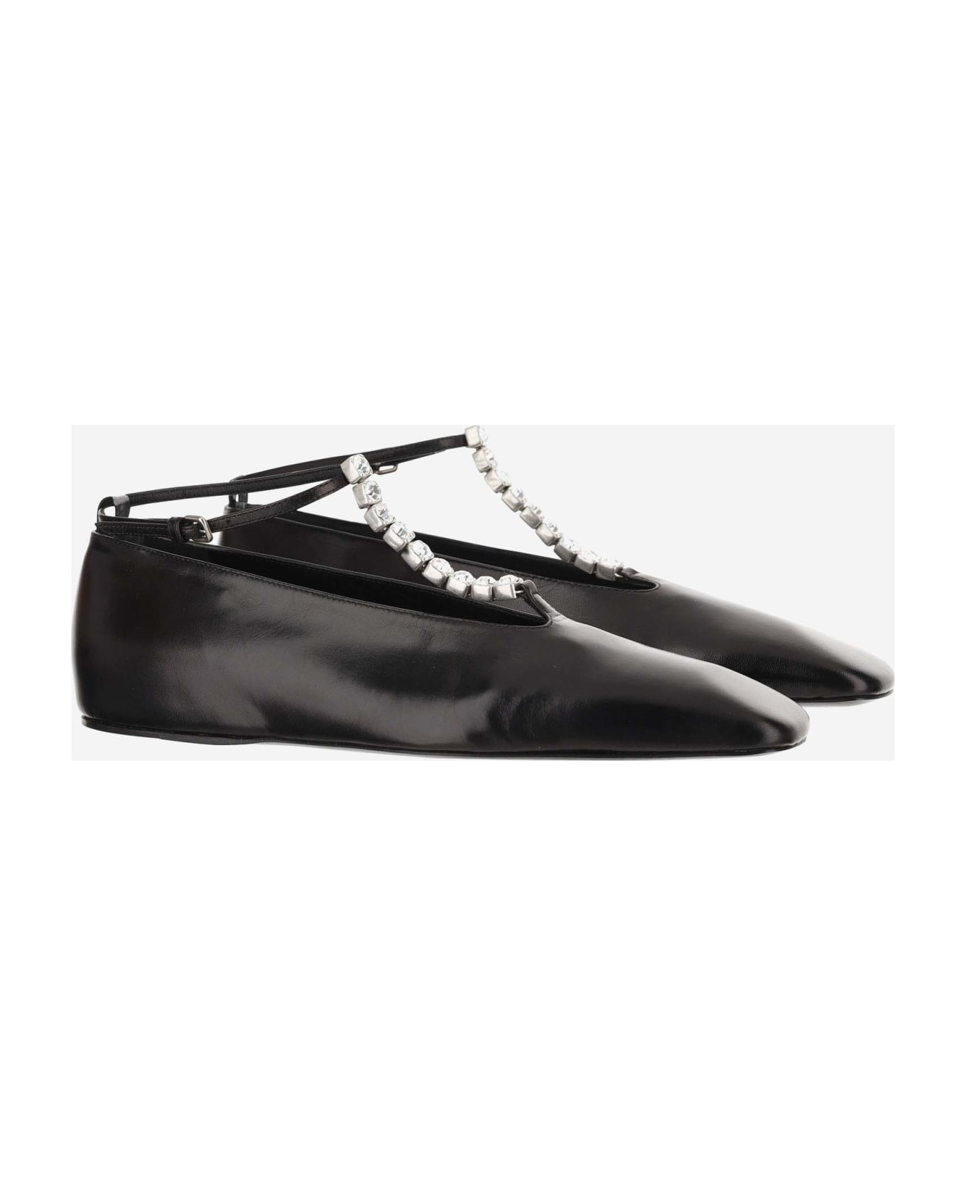 Black Leather Ballerinas - 2