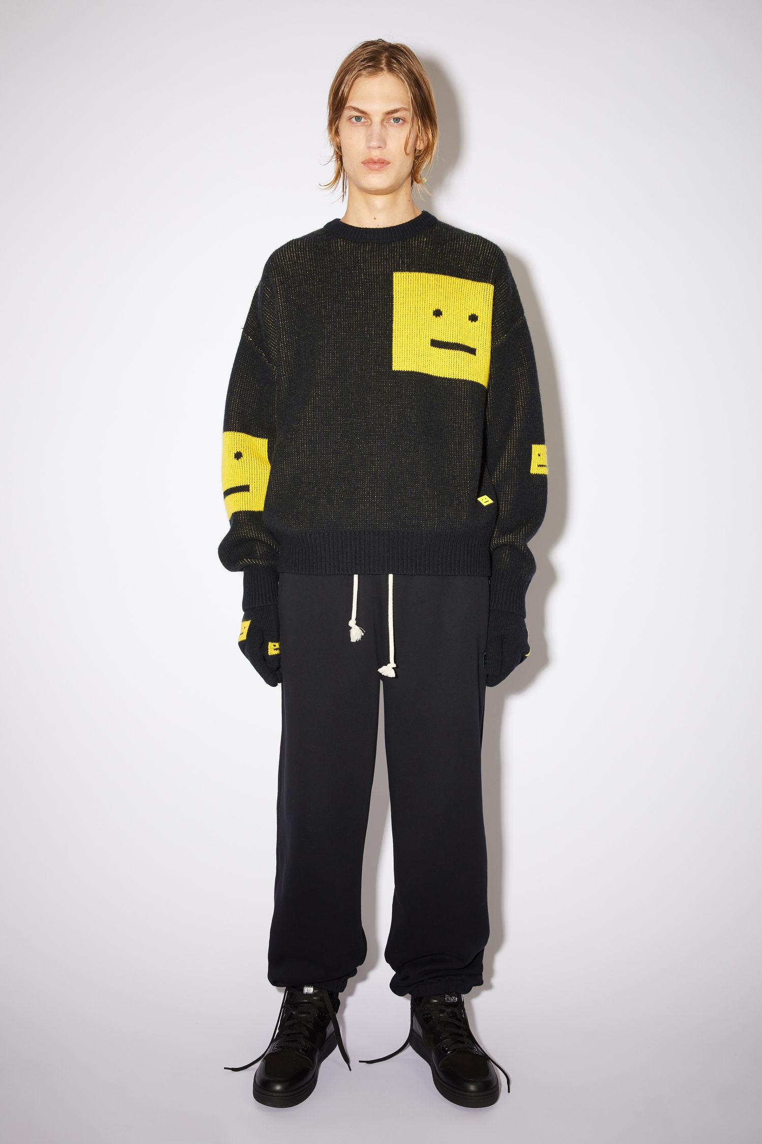 Wool face sweater - Black/yellow - 2