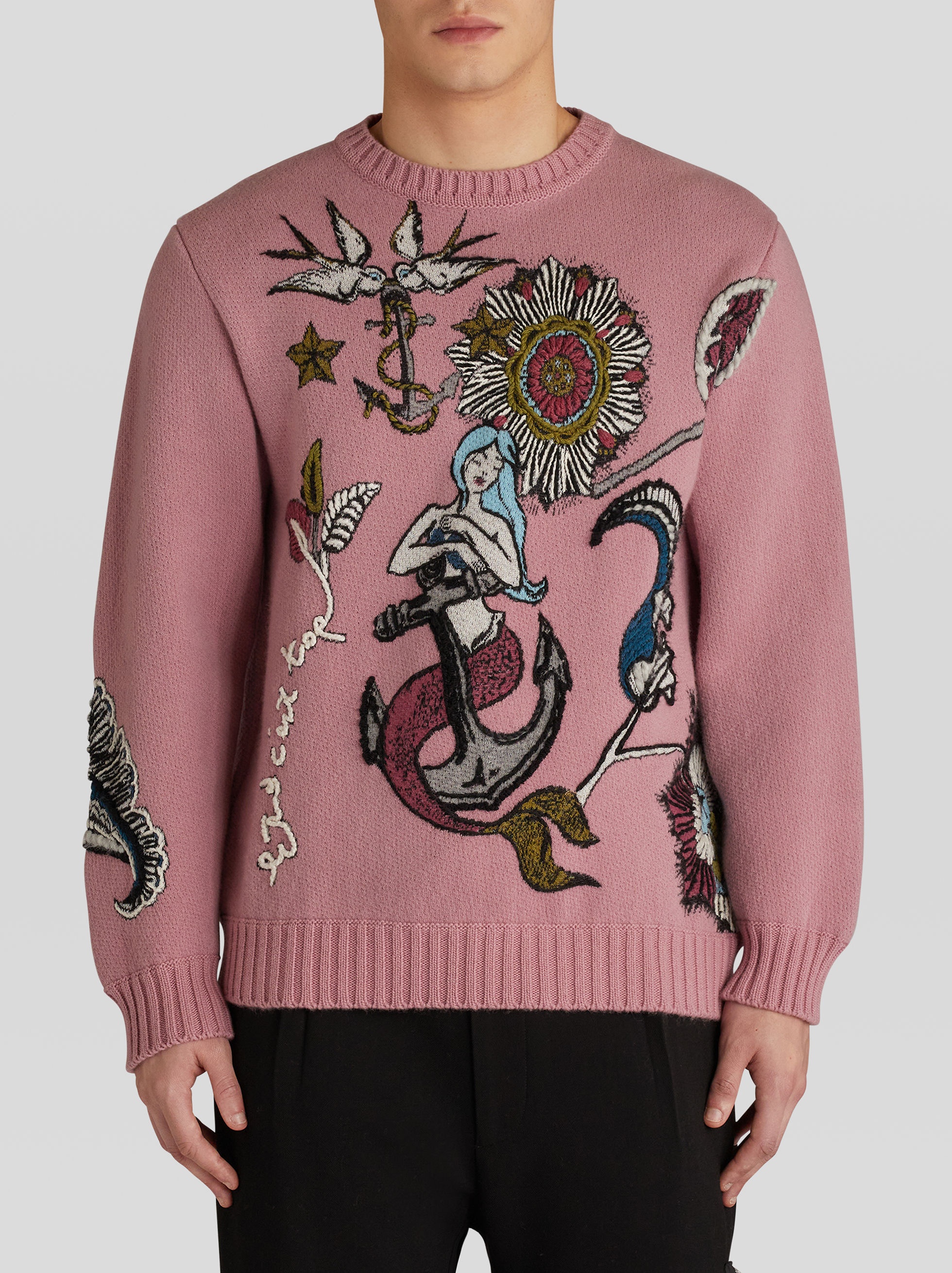 JACQUARD JUMPER WITH OLD SCHOOL TATTOO EMBROIDERY - 2