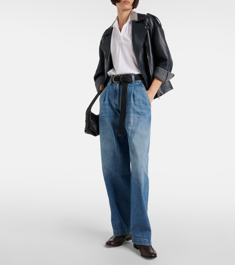 Brunello Cucinelli Pleated high-rise wide-leg jeans outlook