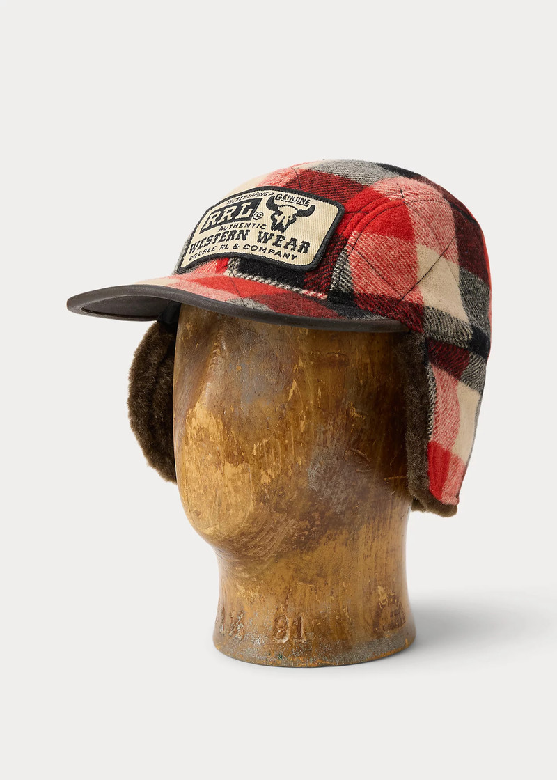 Plaid Wool & Shearling Earflap Cap 1