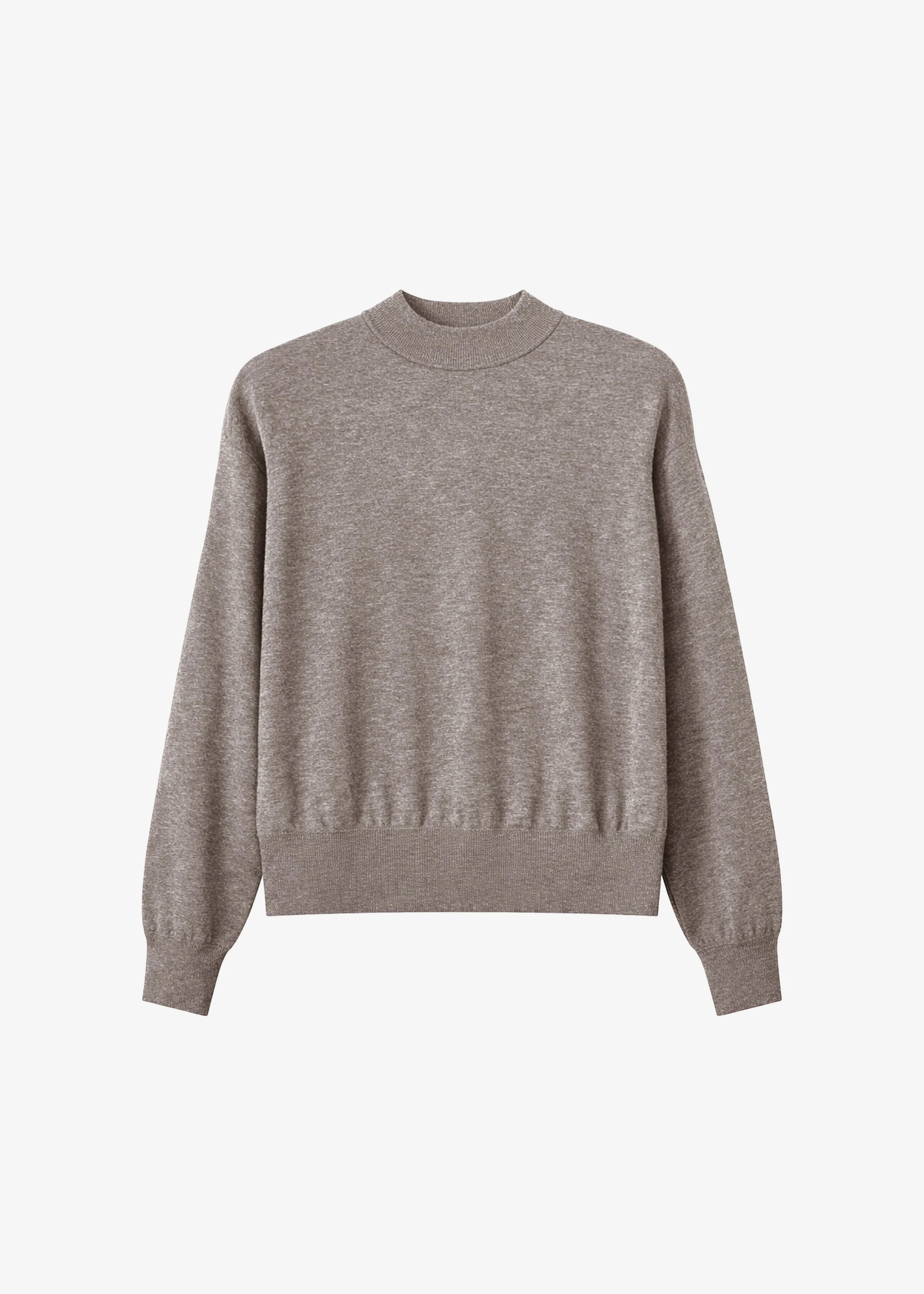 Rue Padded High Neck Sweater - Taupe Melange - 1