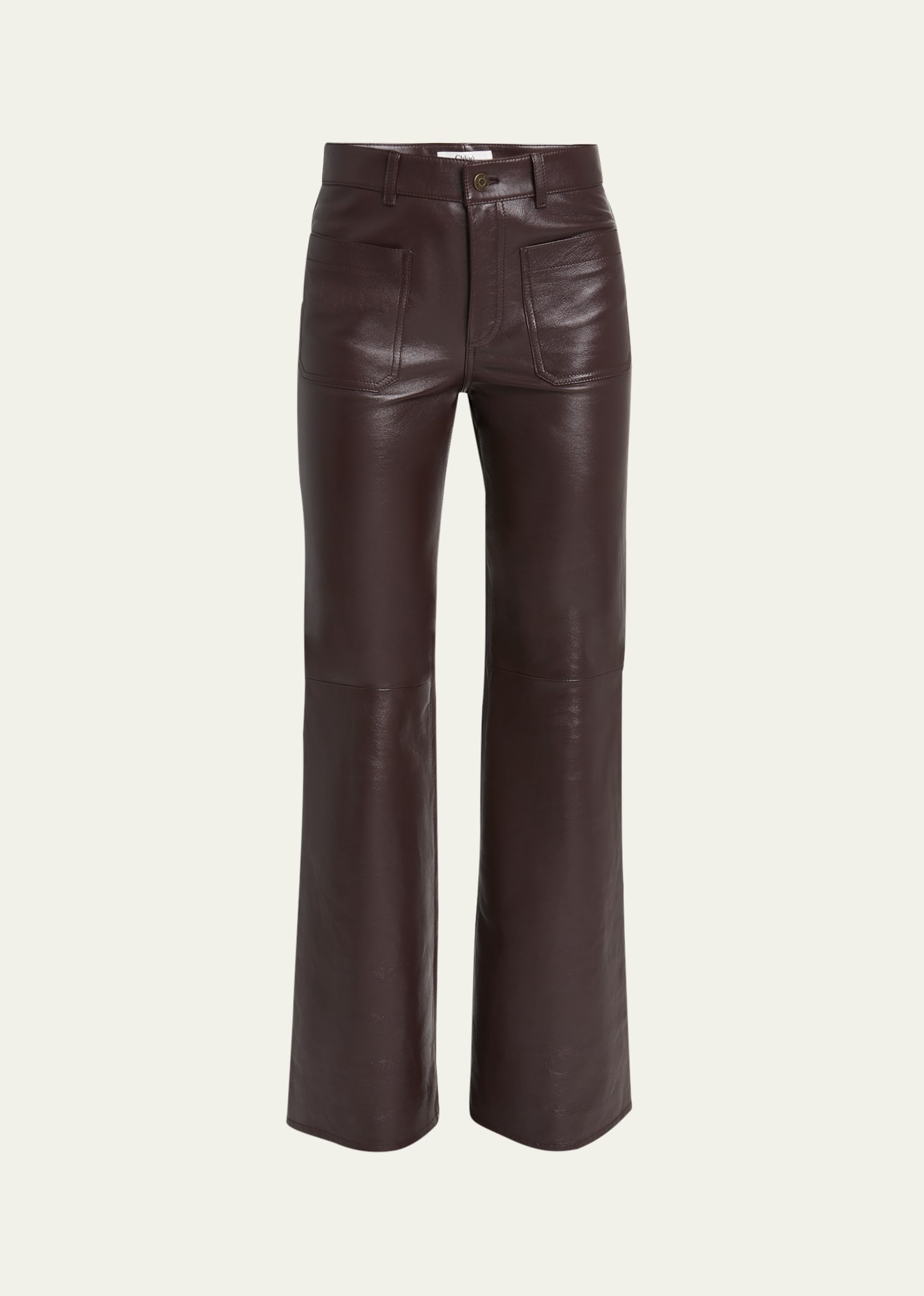 Wide Leg Leather Trousers - 1