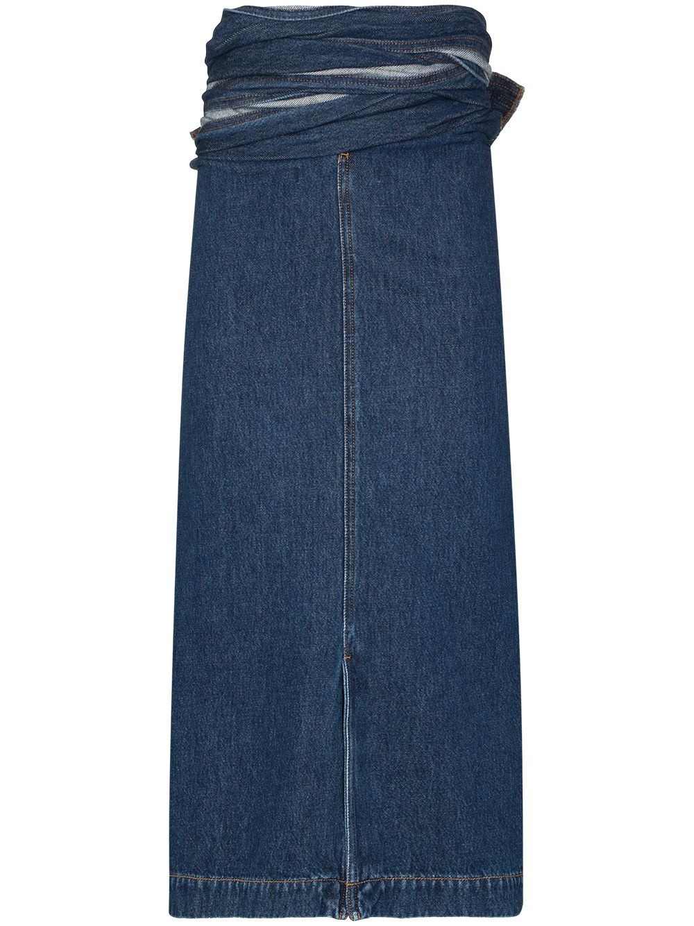 wrap-waist denim midi skirt - 1