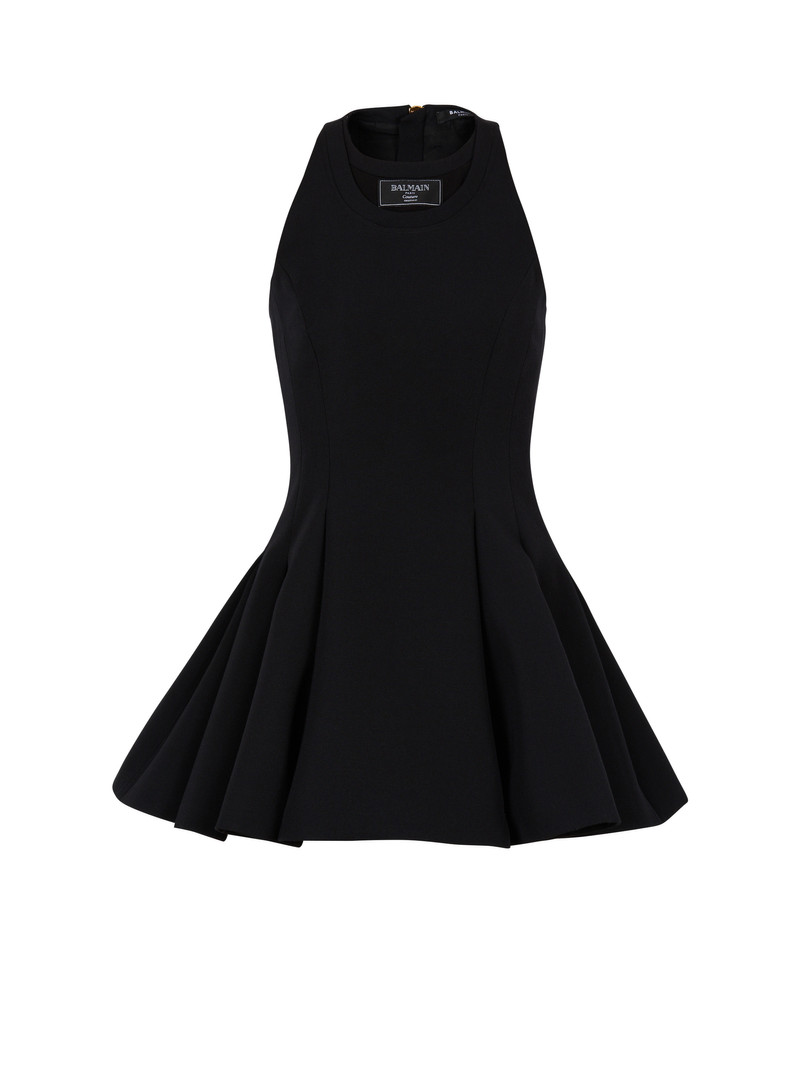 Flared pleated grain de poudre dress - 1