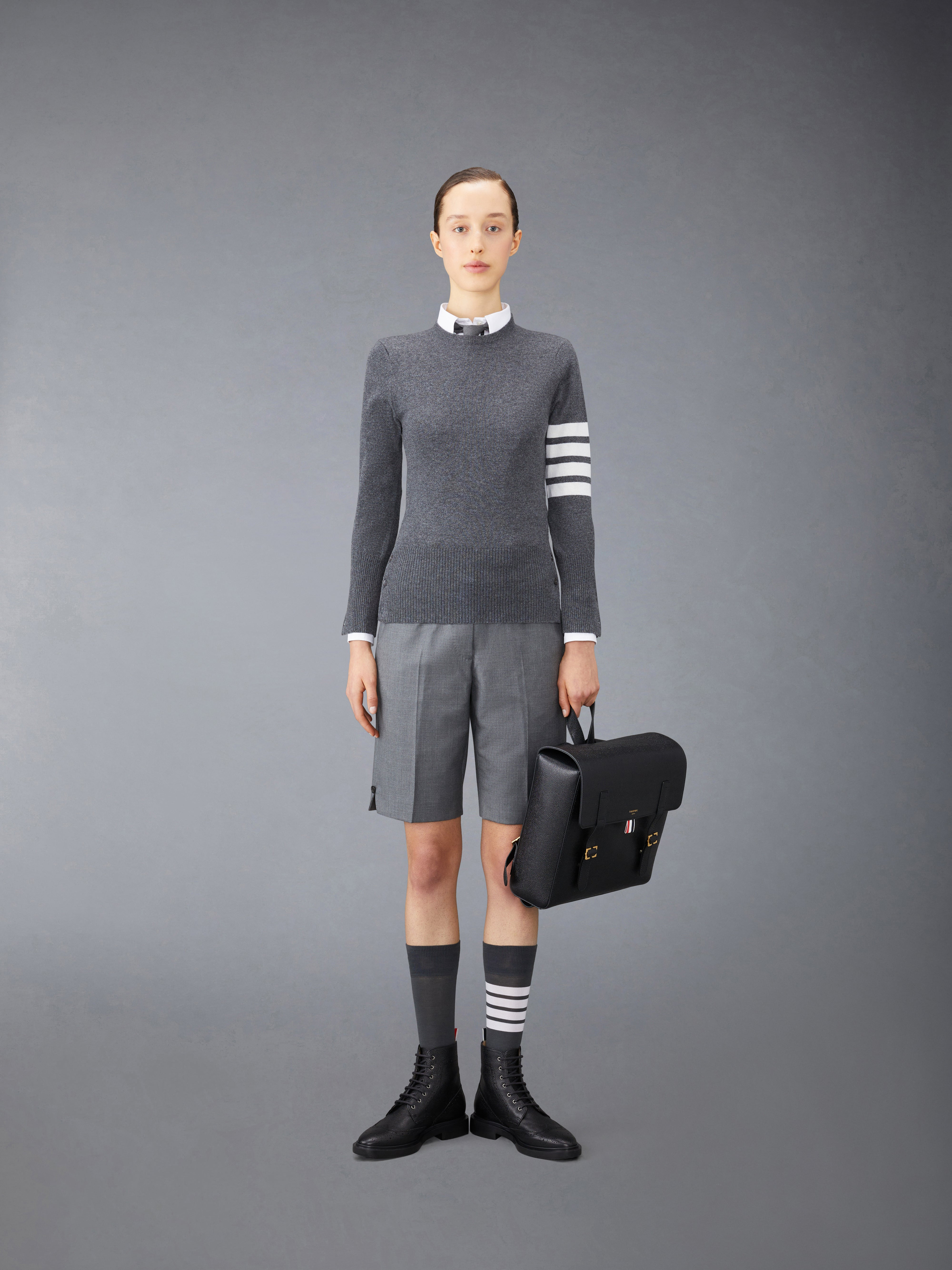 CASHMERE 4-BAR CLASSIC CREW NECK PULLOVER - 3