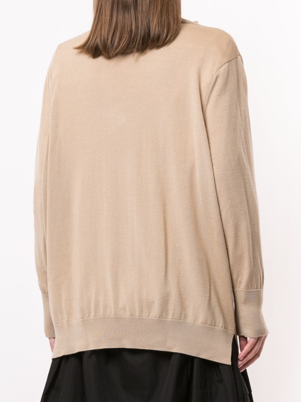 oversize v-neck jumper with asymmetric collar - 4