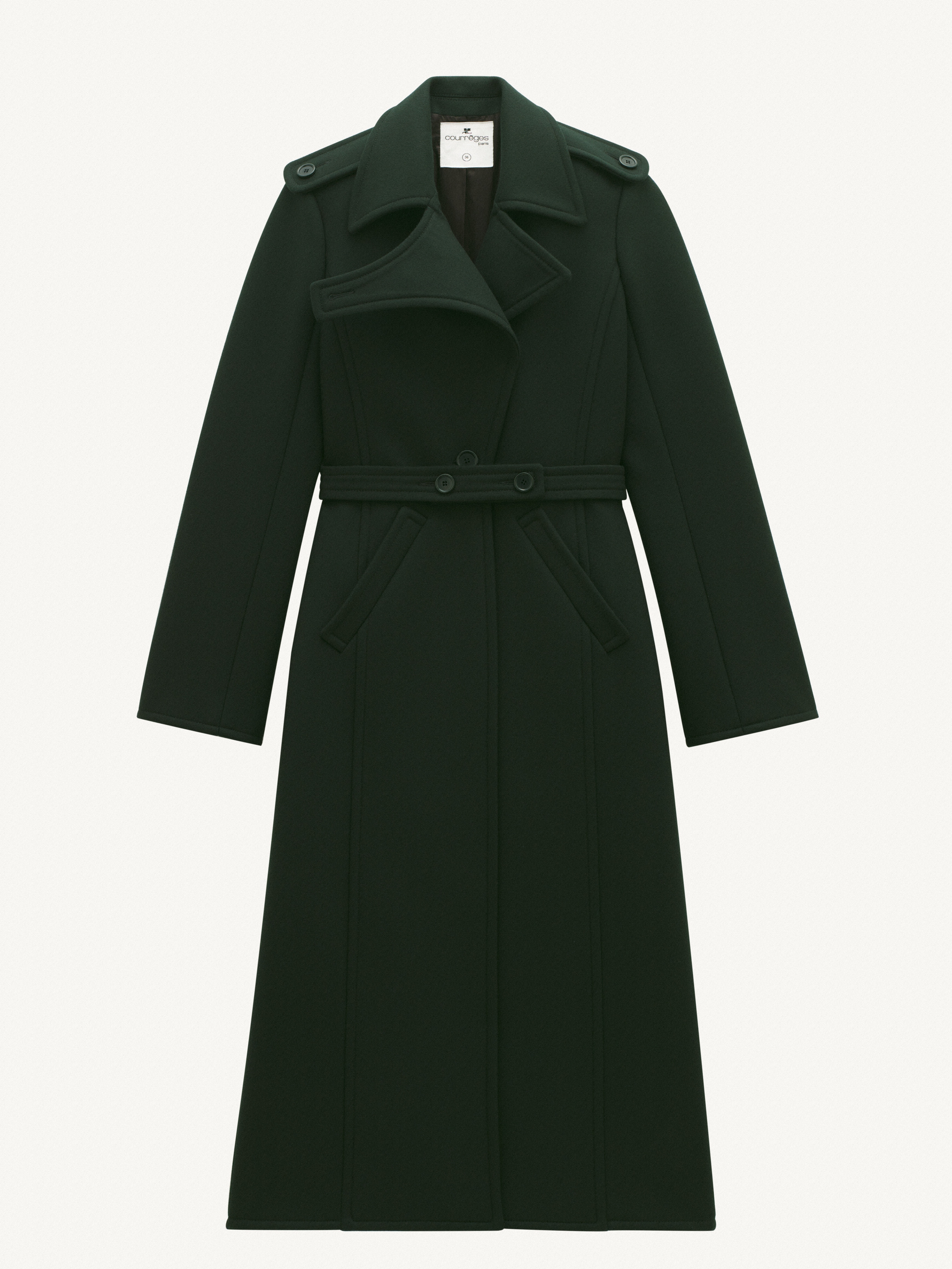 LONG WOOL TRENCH COAT - 1