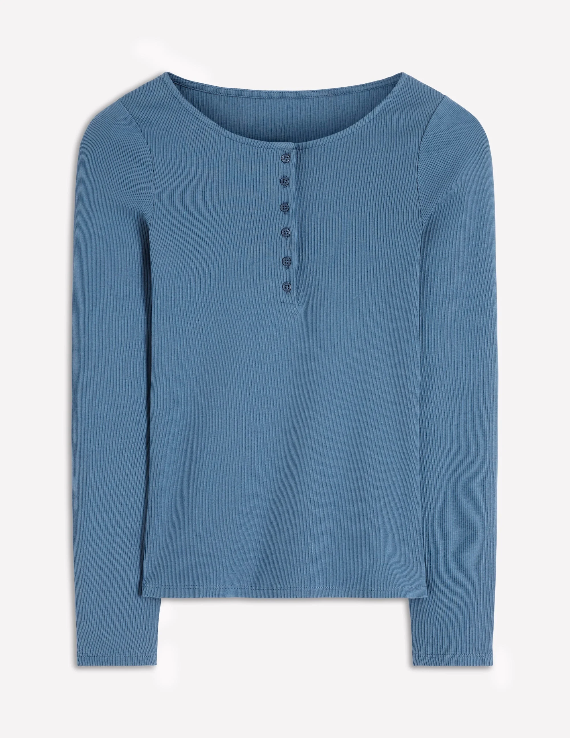Rib Henley-Sailor Blue - 1