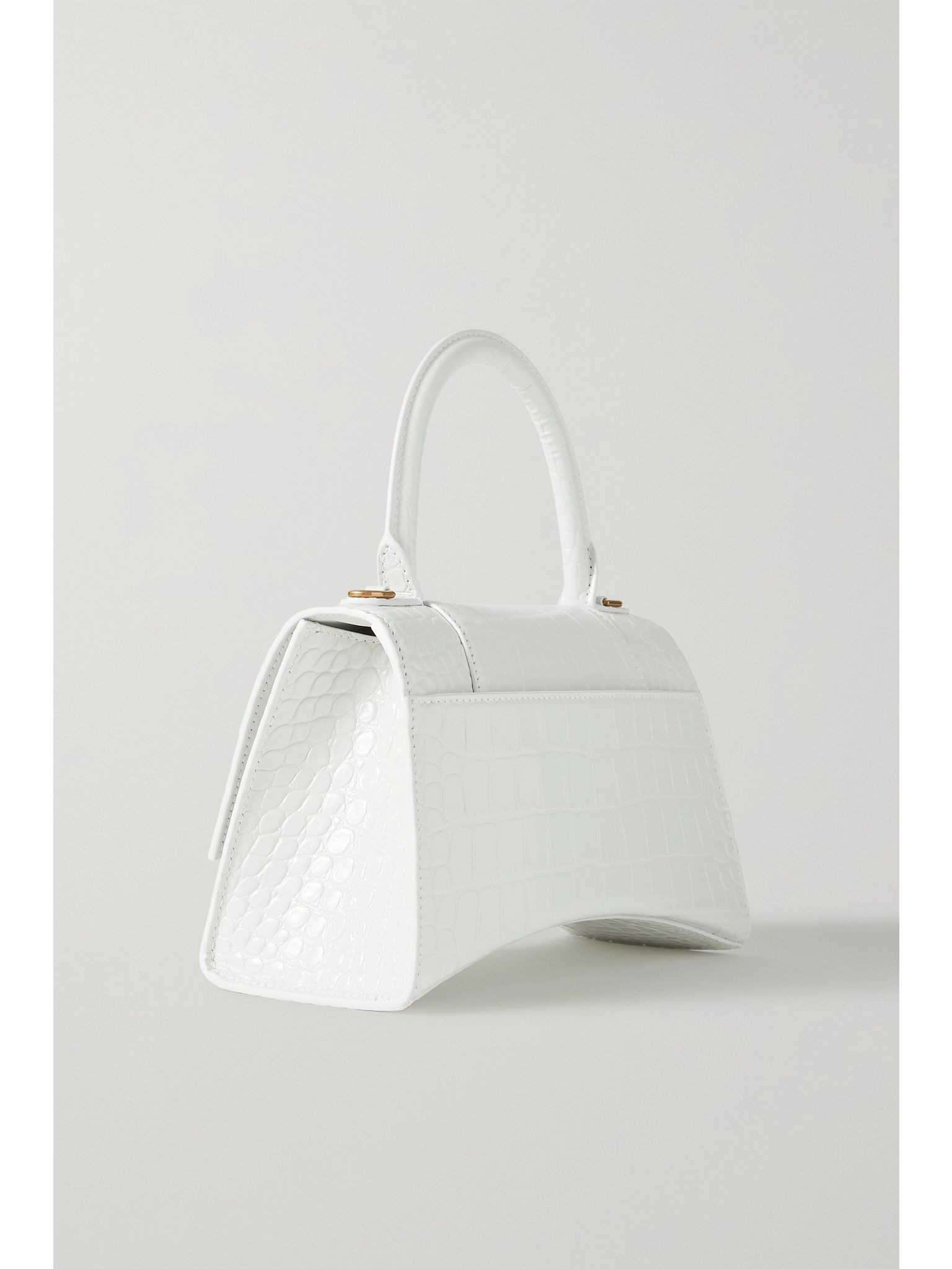 Hourglass XS croc-effect leather tote White - 3