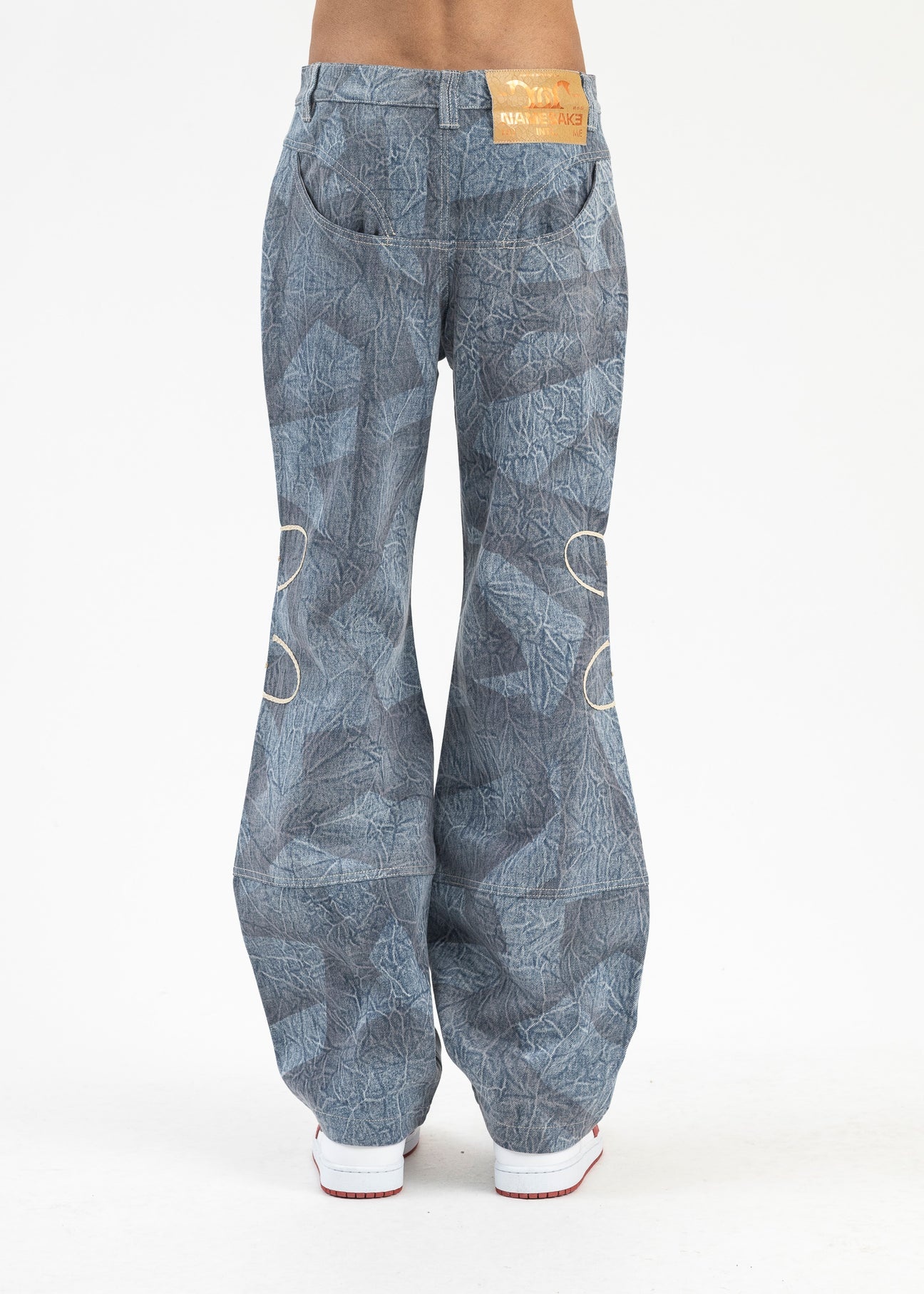 CYBER BLUE JON PATTERN WASHED HOURGLASS JEANS - 2