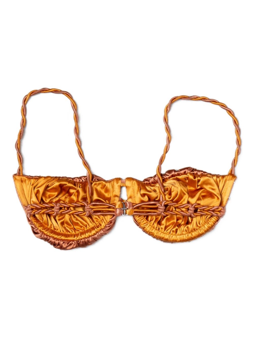 twisted-strap satin bikini top - 2